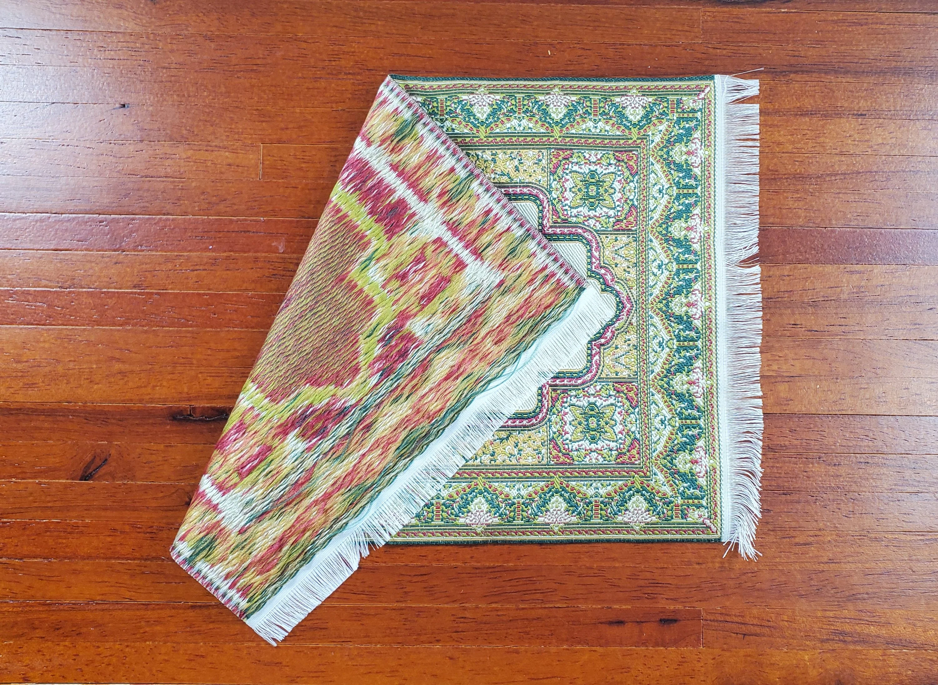 Dollhouse Rug Woven Fabric Gold and Green Victorian Style 1:12 Scale Miniature - Image 3