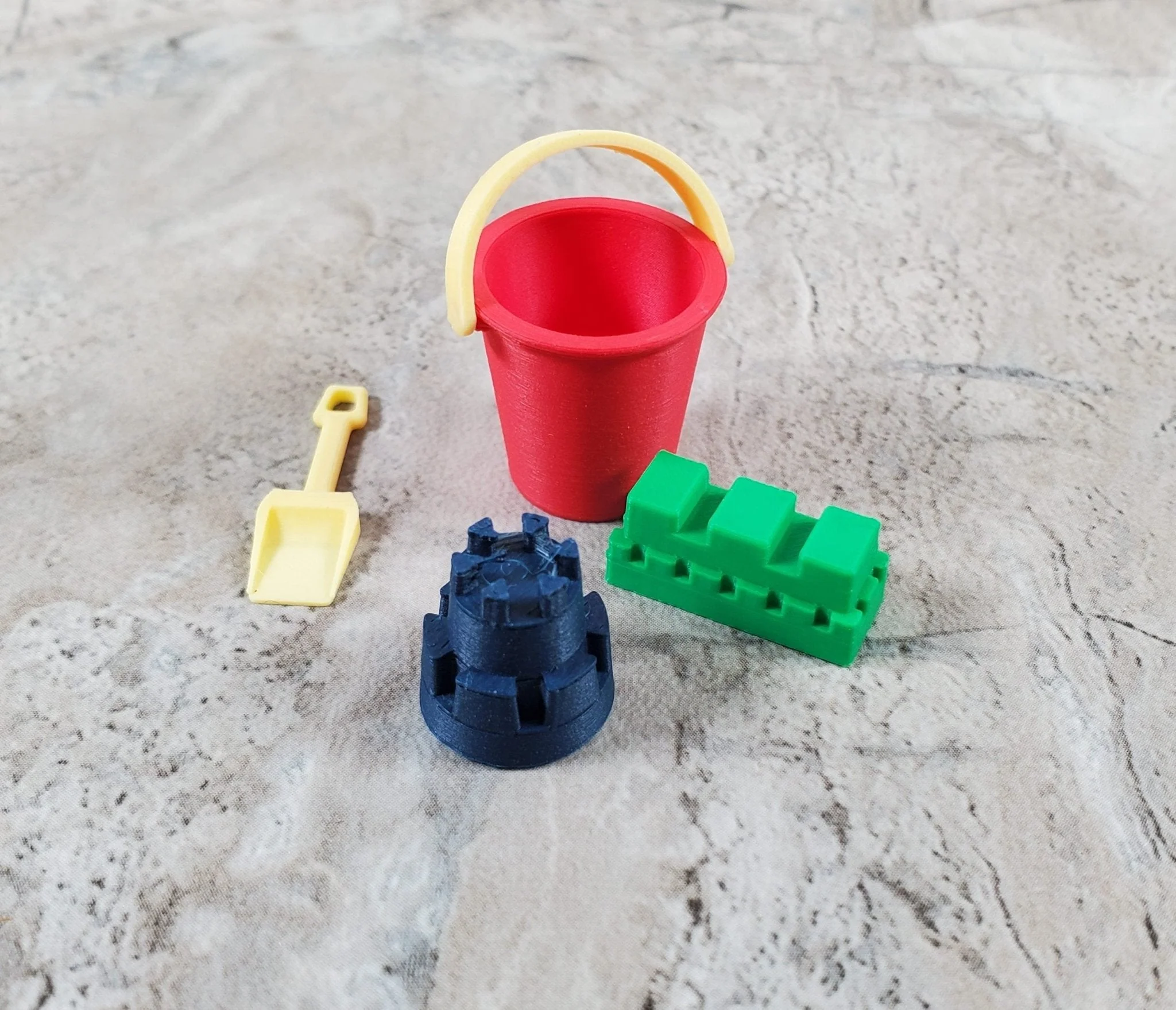 Dollhouse Sand Bucket Pail with Shovel and Sandcastle Molds 1:12 Scale Miniature