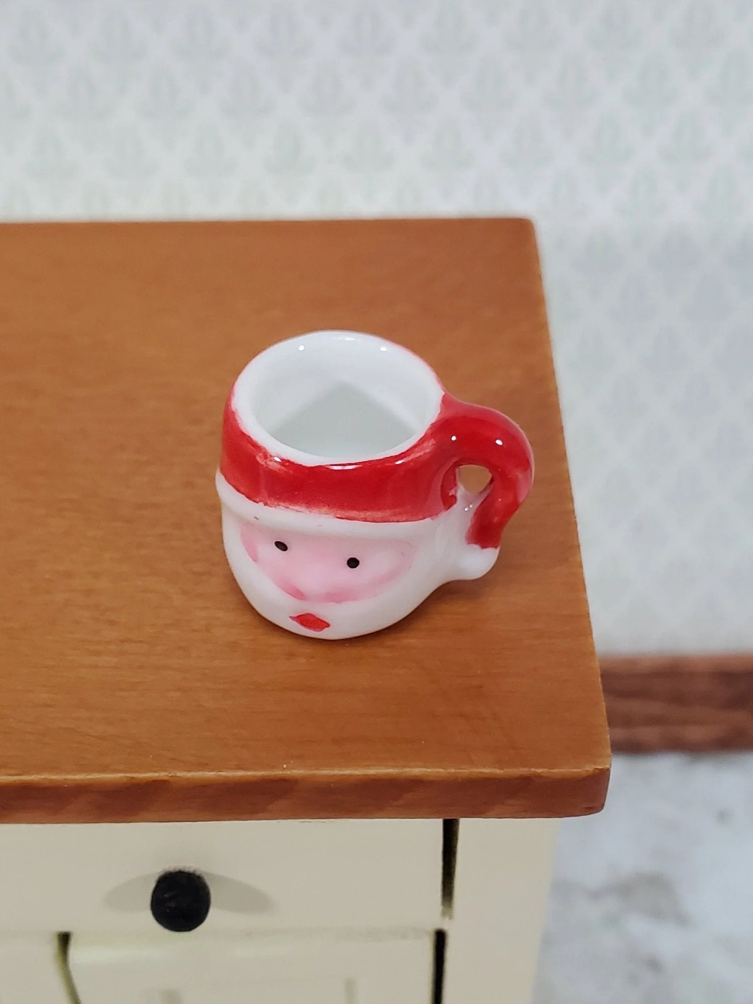 Dollhouse Santa Mug Coffee Cup LARGE Miniature Ceramic Christmas - Image 2