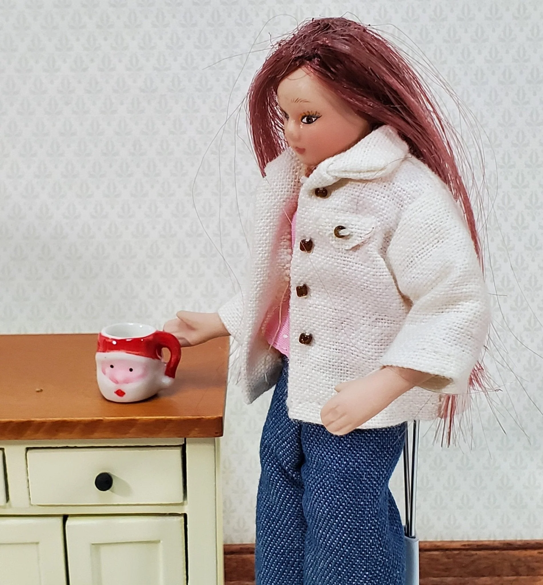 Dollhouse Santa Mug Coffee Cup LARGE Miniature Ceramic Christmas - Image 3