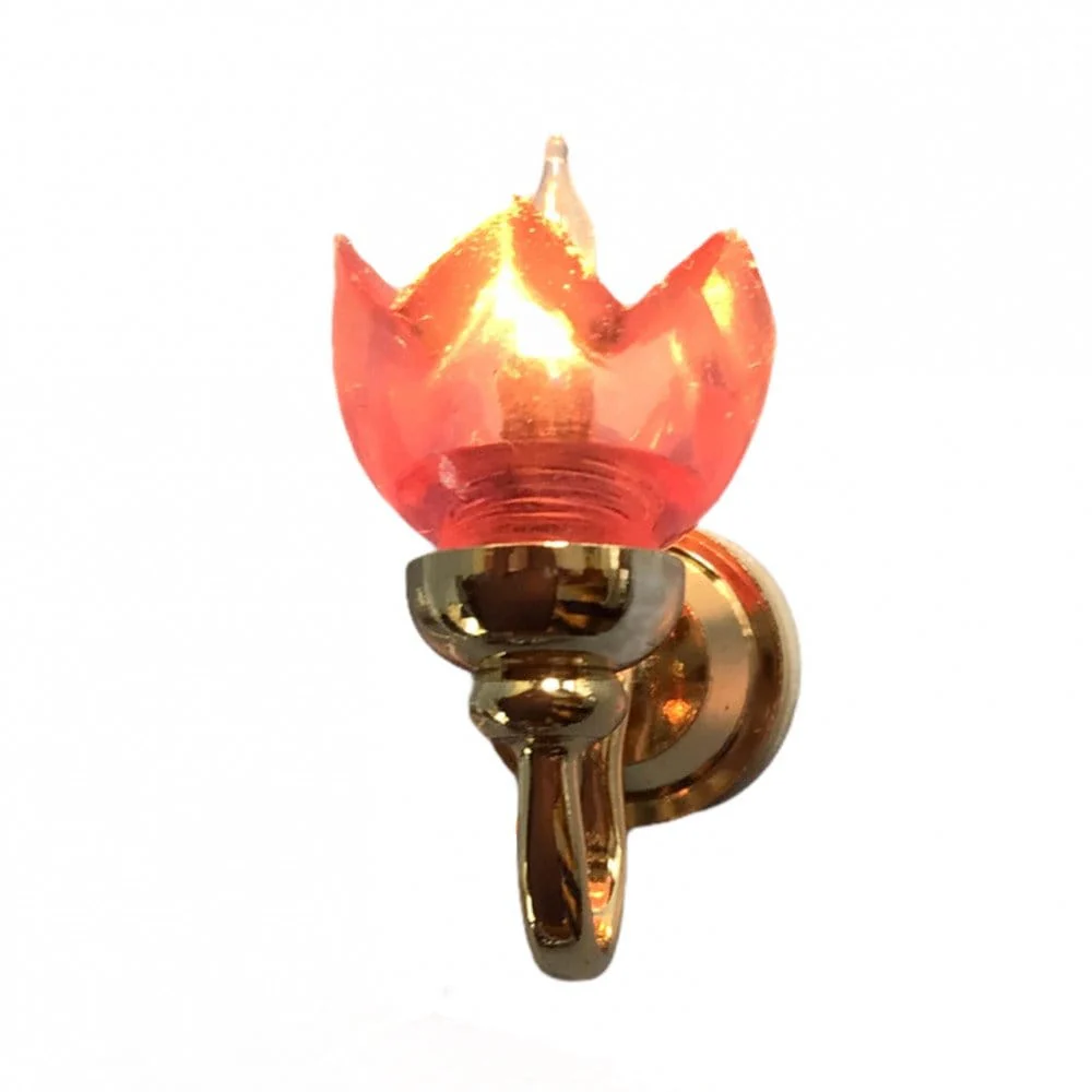 Dollhouse Pink Lily Wall Light Flower Shade 12 Volt w/Plug 1:12 Scale Miniature - Image 2