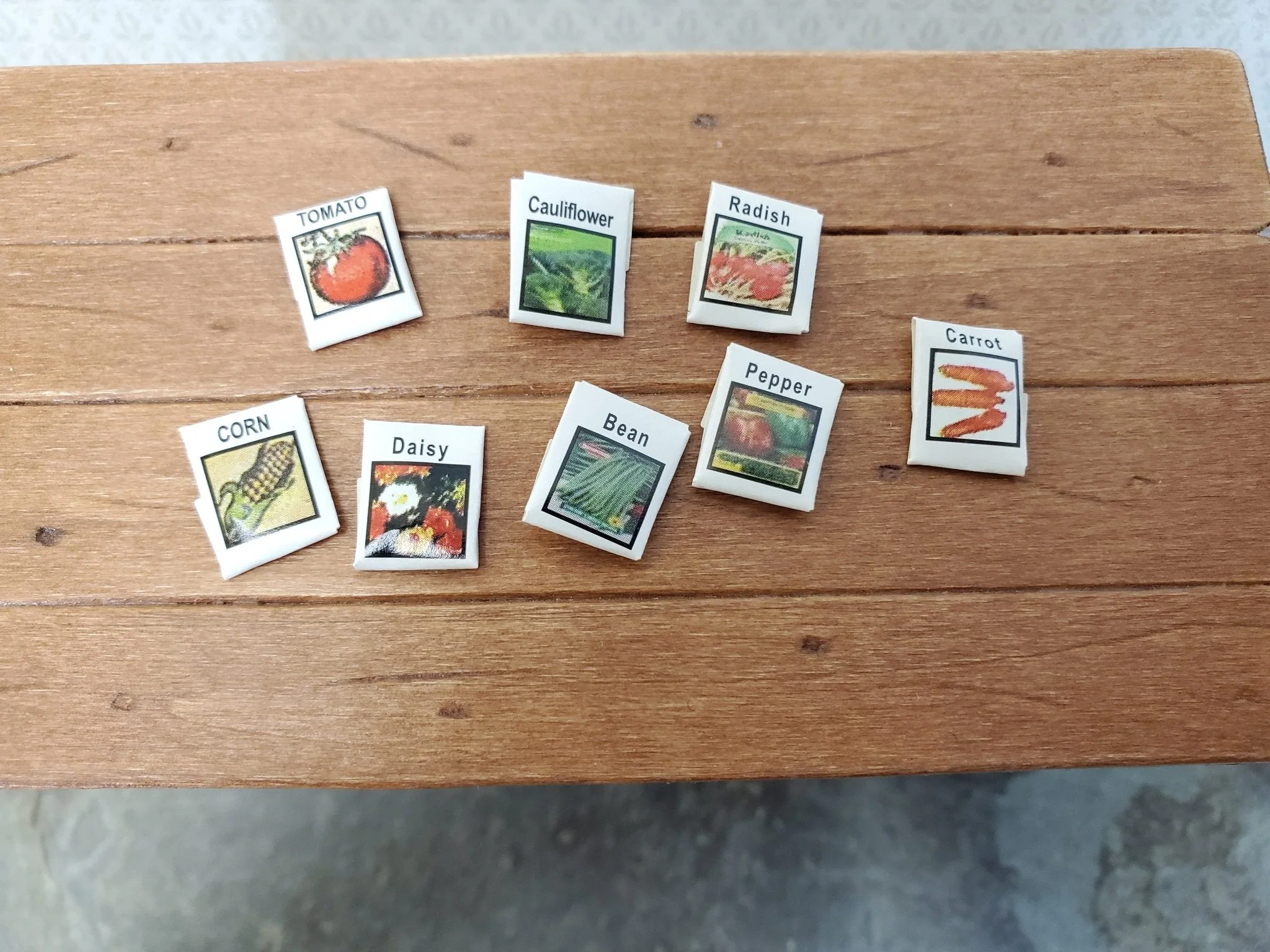 Dollhouse Seed Packets 8 Packages Miniature Garden Props 1:12 Scale Gardening