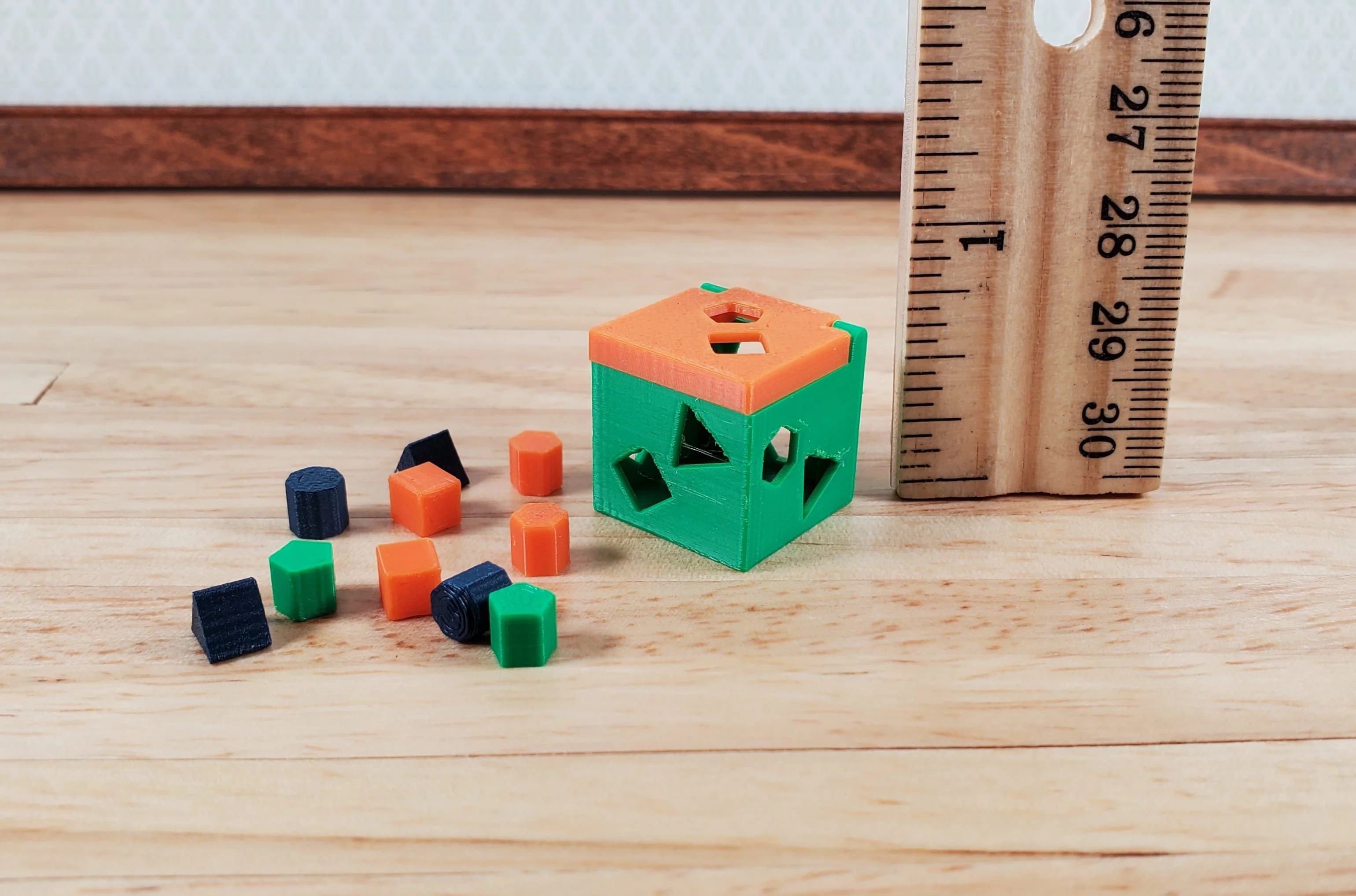 Dollhouse Shape Sorter Toy with Flip Lid and Shapes 1:12 Scale Miniature - Image 4
