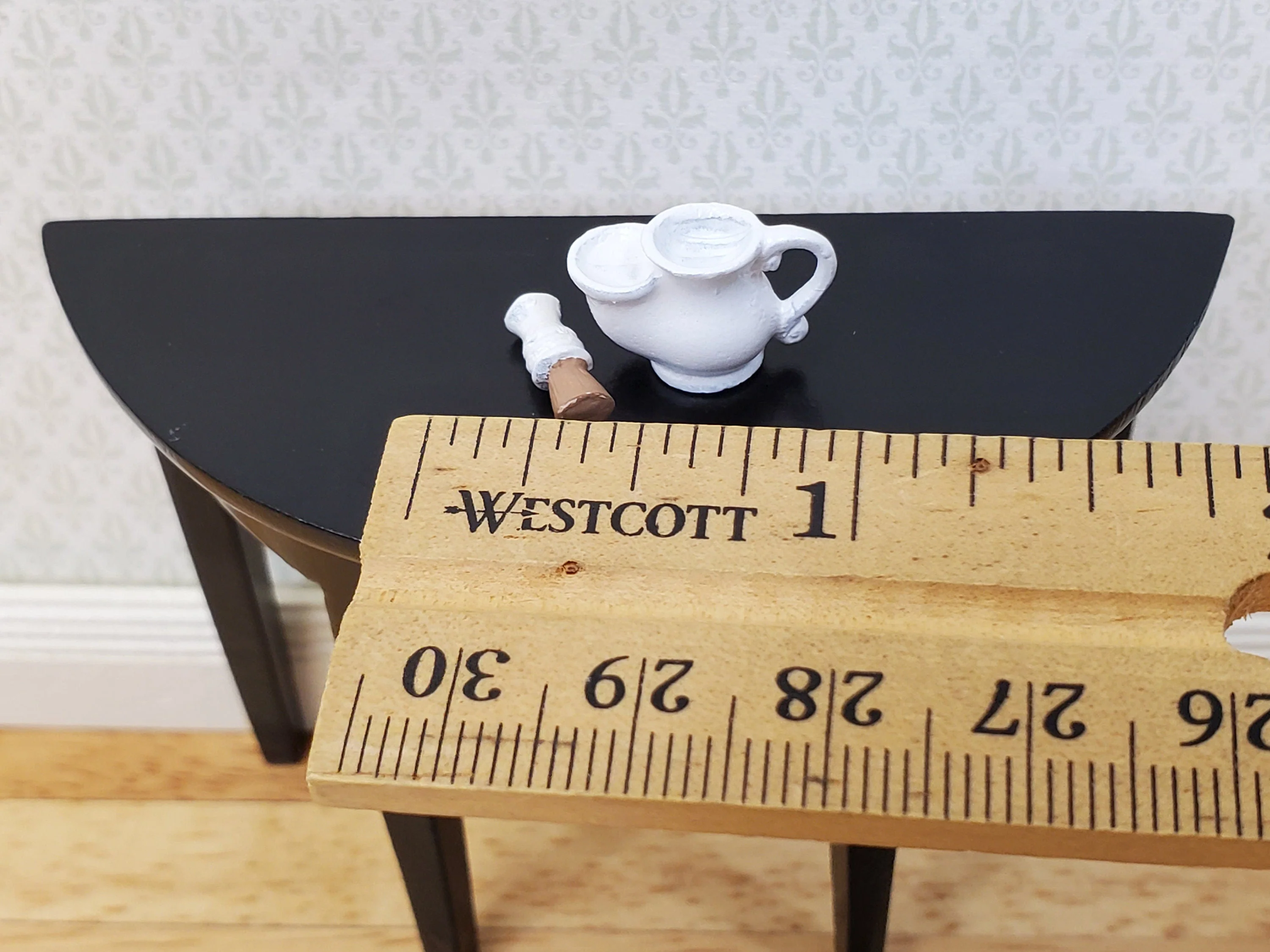 Dollhouse Shaving Mug with Brush Painted Metal Vintage Style 1:12 Scale Miniature Accessories - Image 4