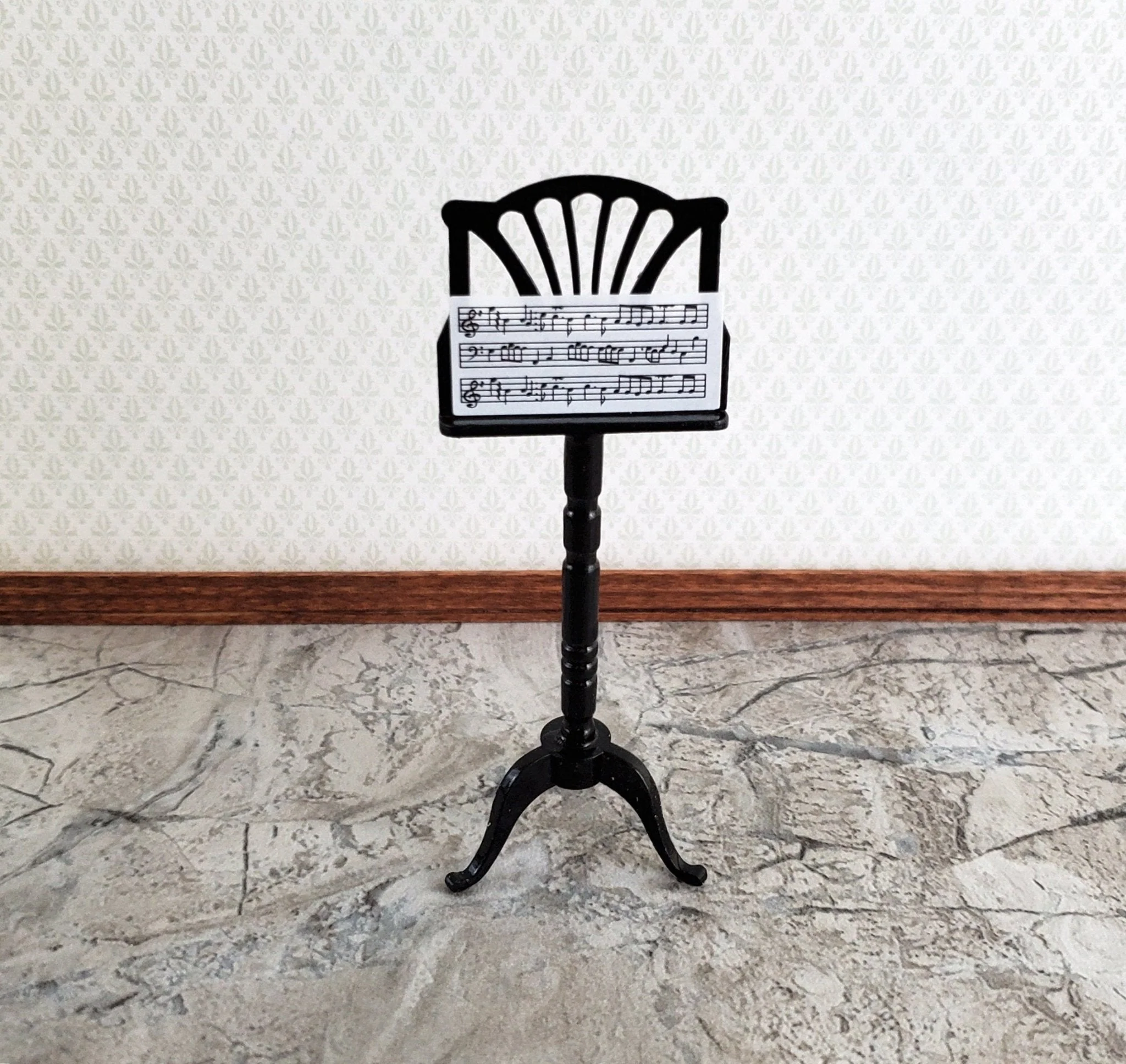 Dollhouse Sheet Music Stand Black Wood 1:12 Scale Miniature - Image 2