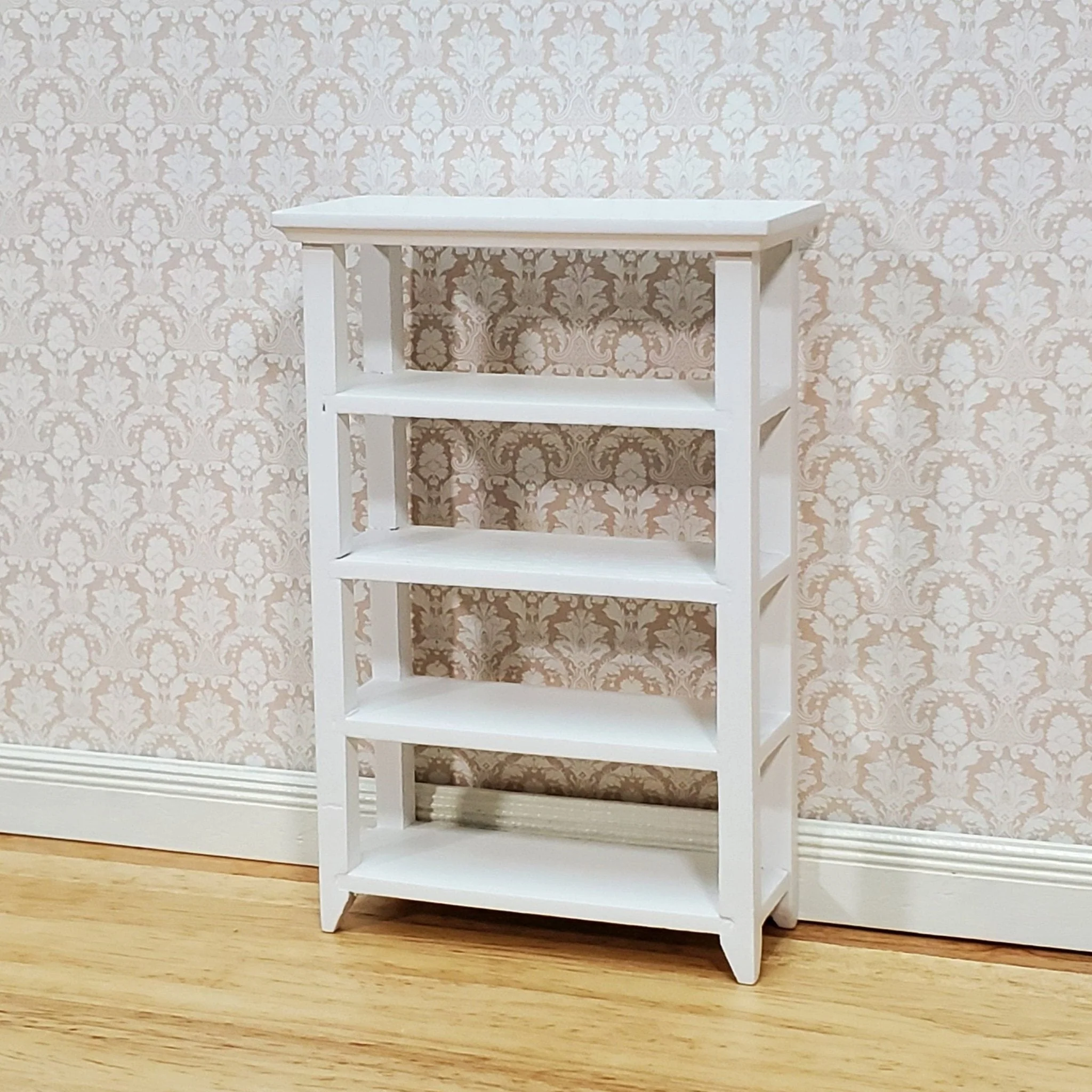 Dollhouse Shelves White Standing Open Back 1:12 Scale Furniture Bookshelf