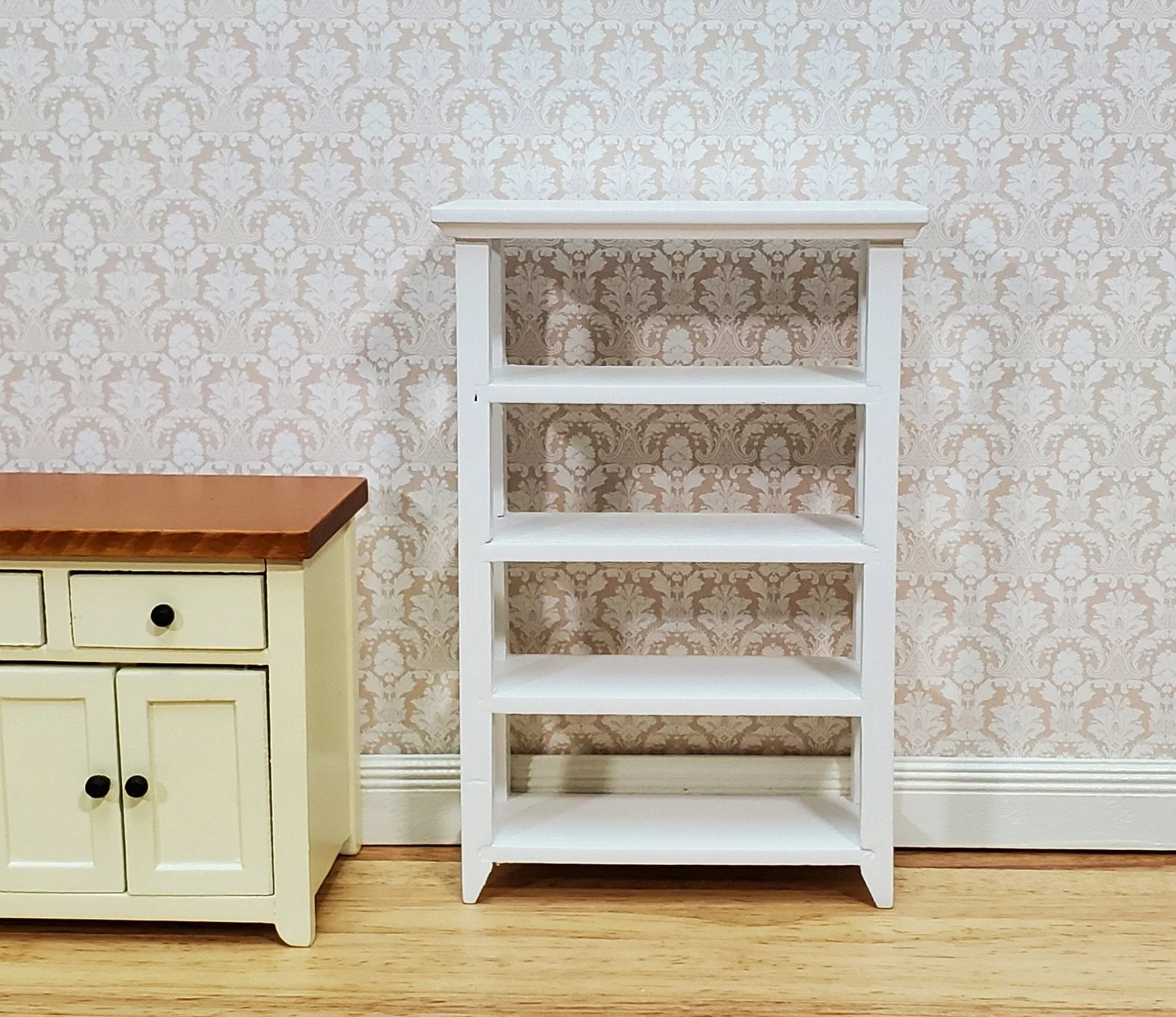Dollhouse Shelves White Standing Open Back 1:12 Scale Furniture Bookshelf - Image 2