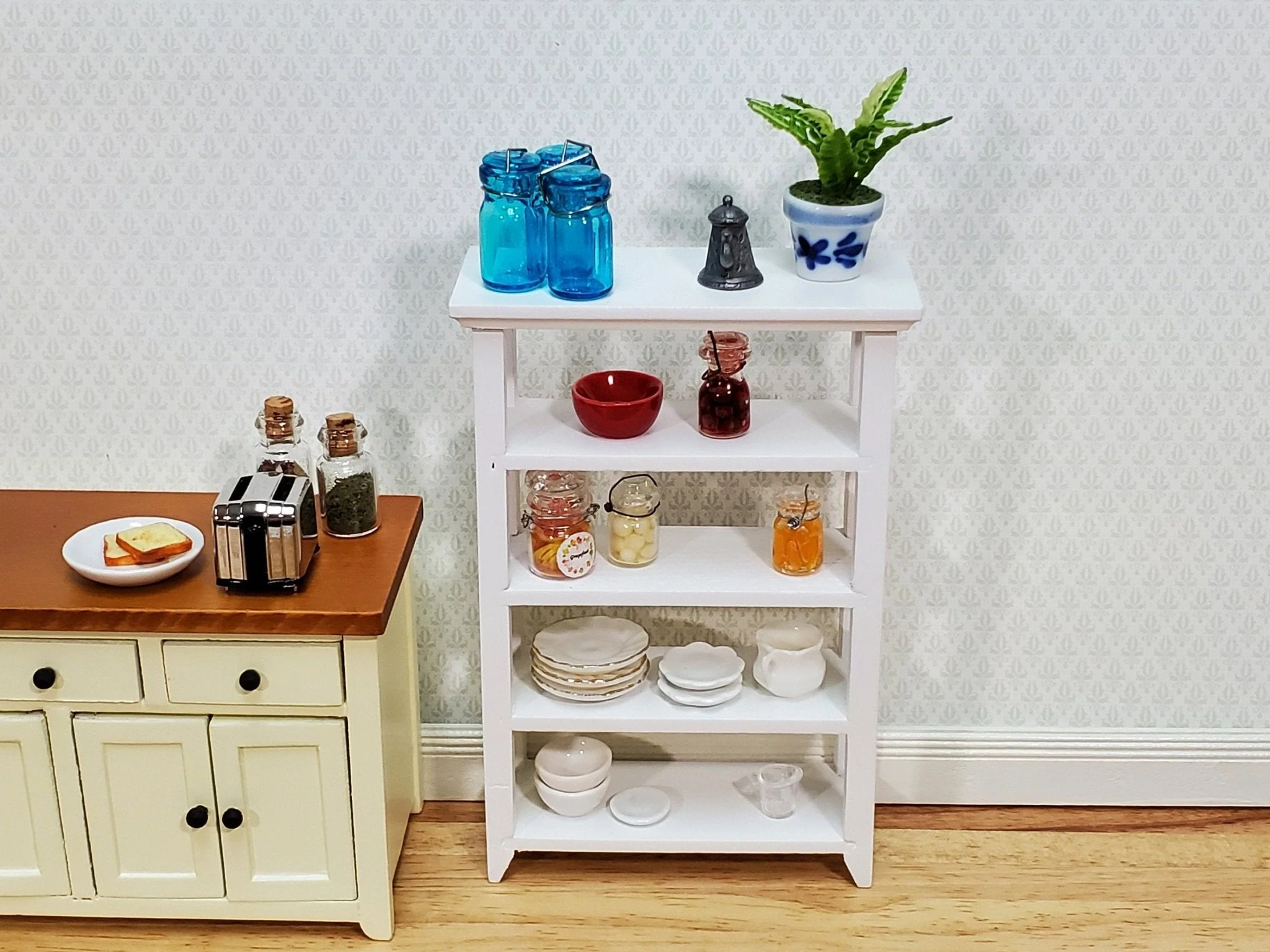 Dollhouse Shelves White Standing Open Back 1:12 Scale Furniture Bookshelf - Image 3