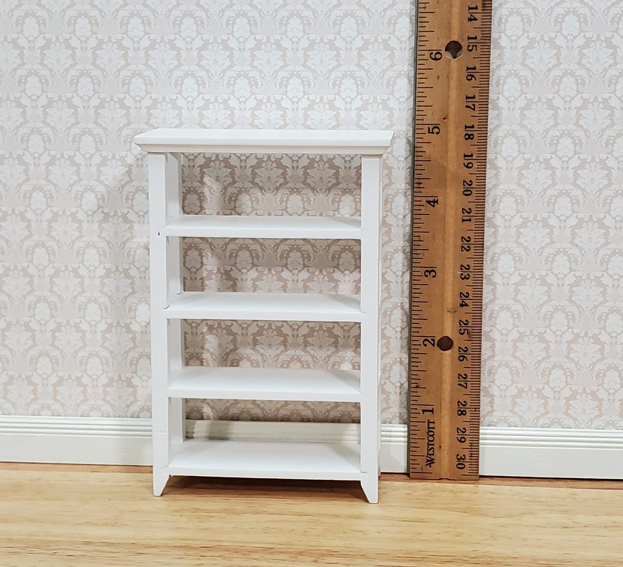 Dollhouse Shelves White Standing Open Back 1:12 Scale Furniture Bookshelf - Image 4