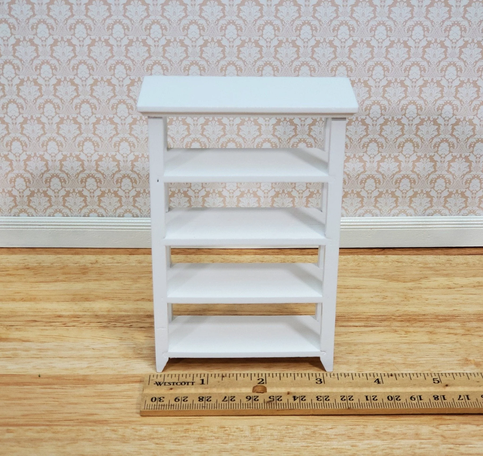 Dollhouse Shelves White Standing Open Back 1:12 Scale Furniture Bookshelf - Image 5