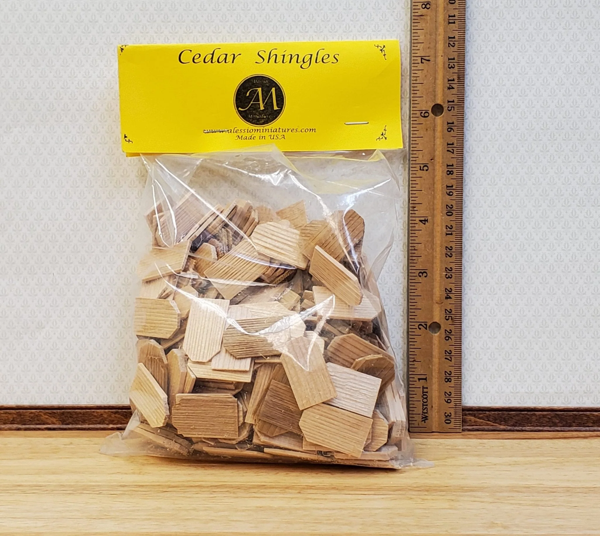 Dollhouse Shingles Cedar Wood Hexagon 1:12 Scale 250 pieces Alessio 51B - Image 3