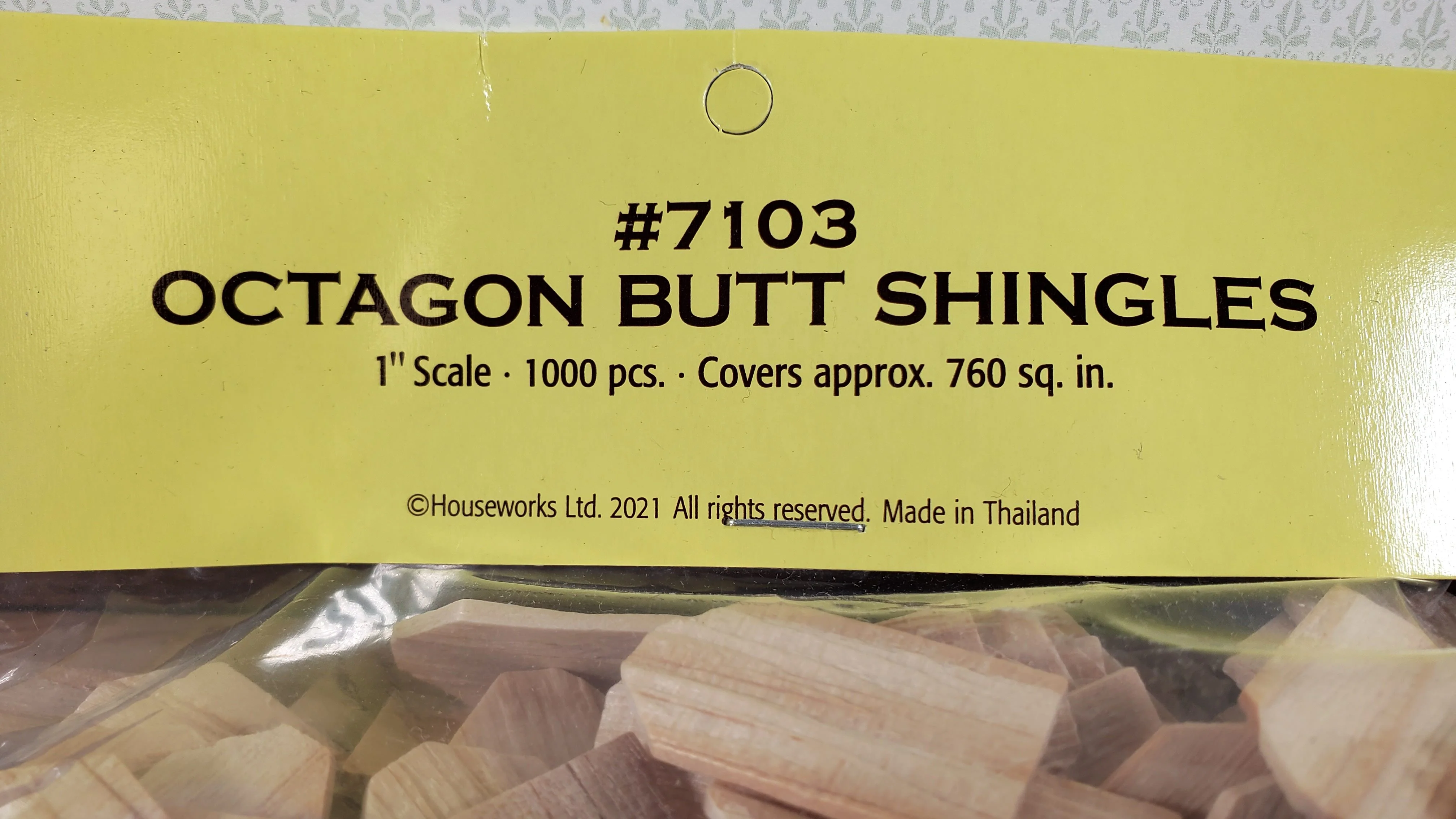 Dollhouse Shingles Octagon Butt Large Bag Light Wood 1:12 Scale 1000 pcs HW7103 - Image 3