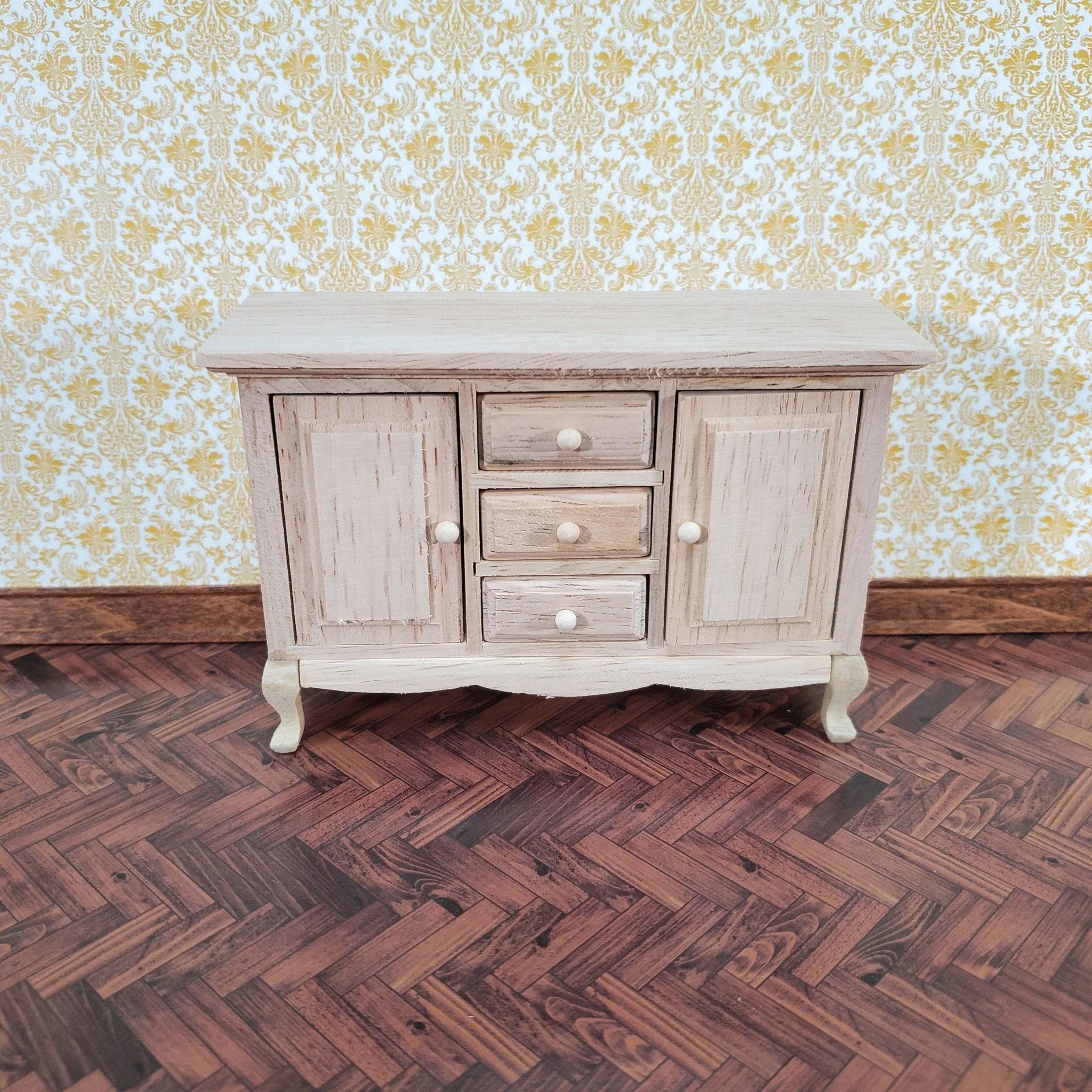 Dollhouse Side Board Buffet Dresser Unpainted 1:12 Scale Miniature Furniture - Image 2