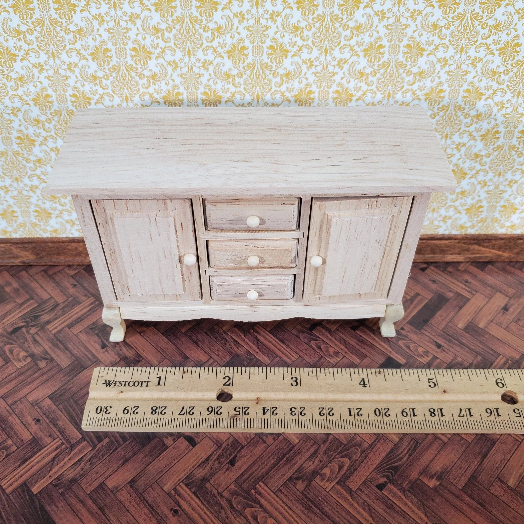 Dollhouse Side Board Buffet Dresser Unpainted 1:12 Scale Miniature Furniture - Image 4