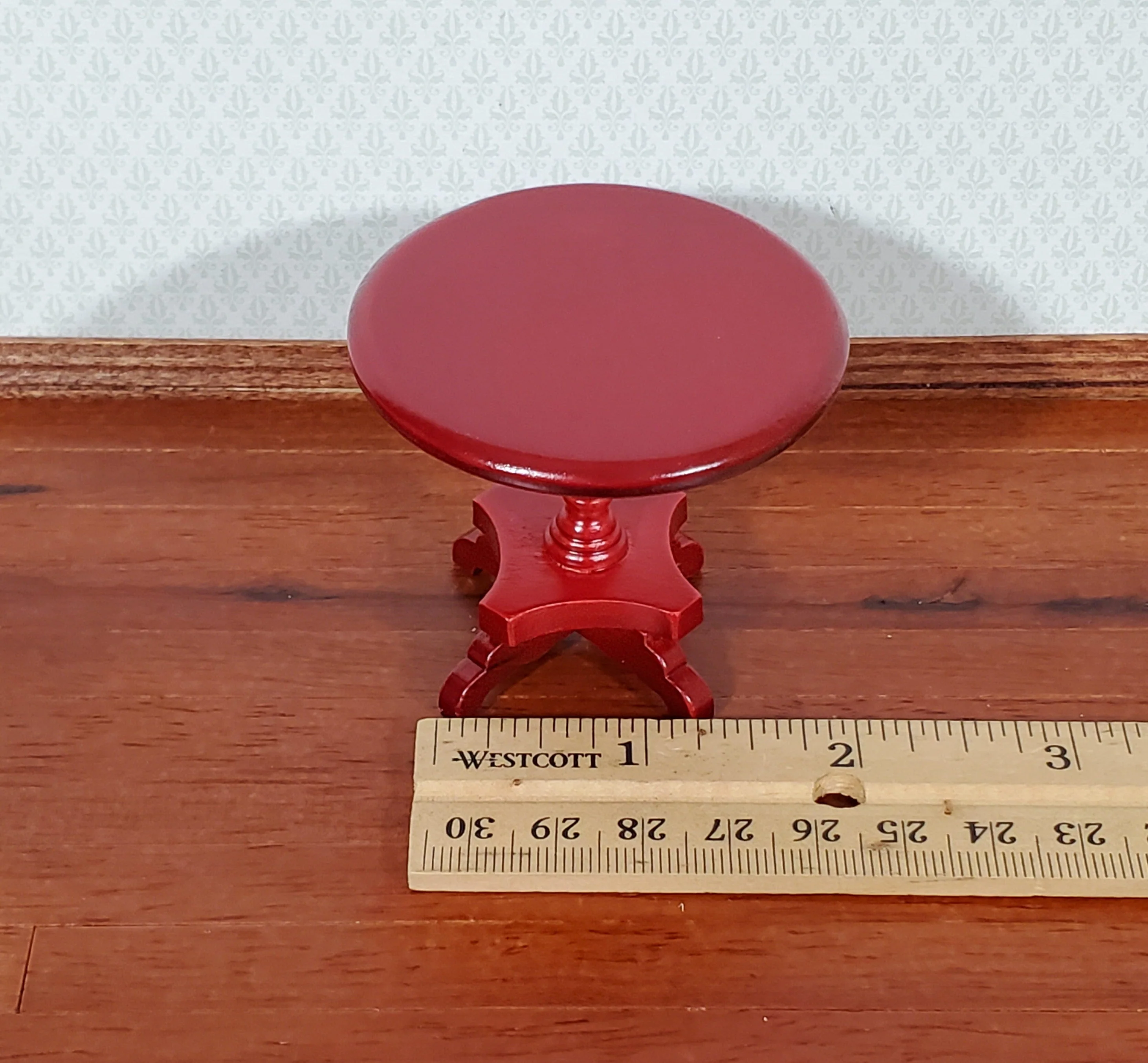 Dollhouse Side Table Small Round End Table Mahogany 1:12 Scale Miniature Furniture - Image 3