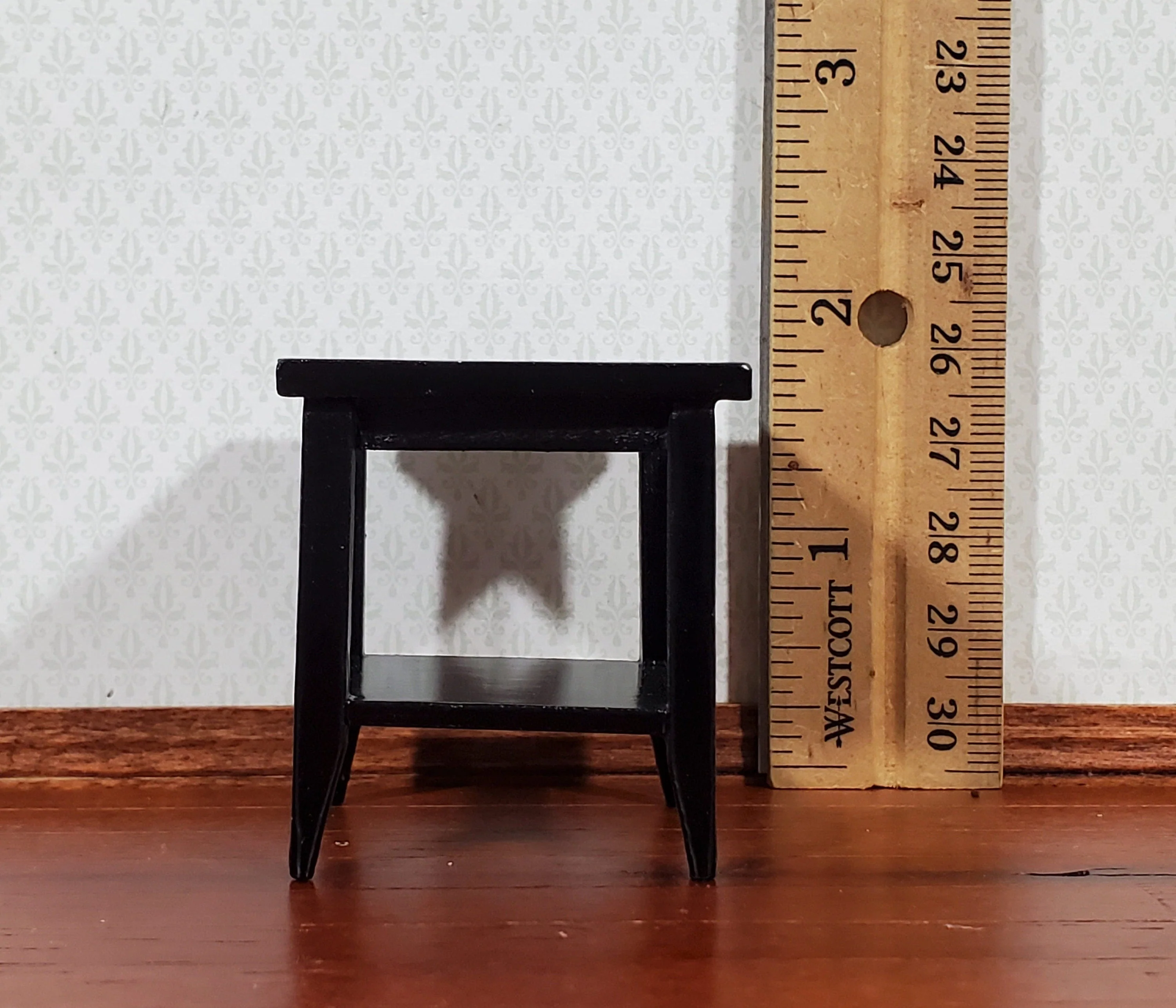 Dollhouse Side Table with Shelf Modern Style Wood Black Finish 1:12 Scale Miniature Furniture - Image 4
