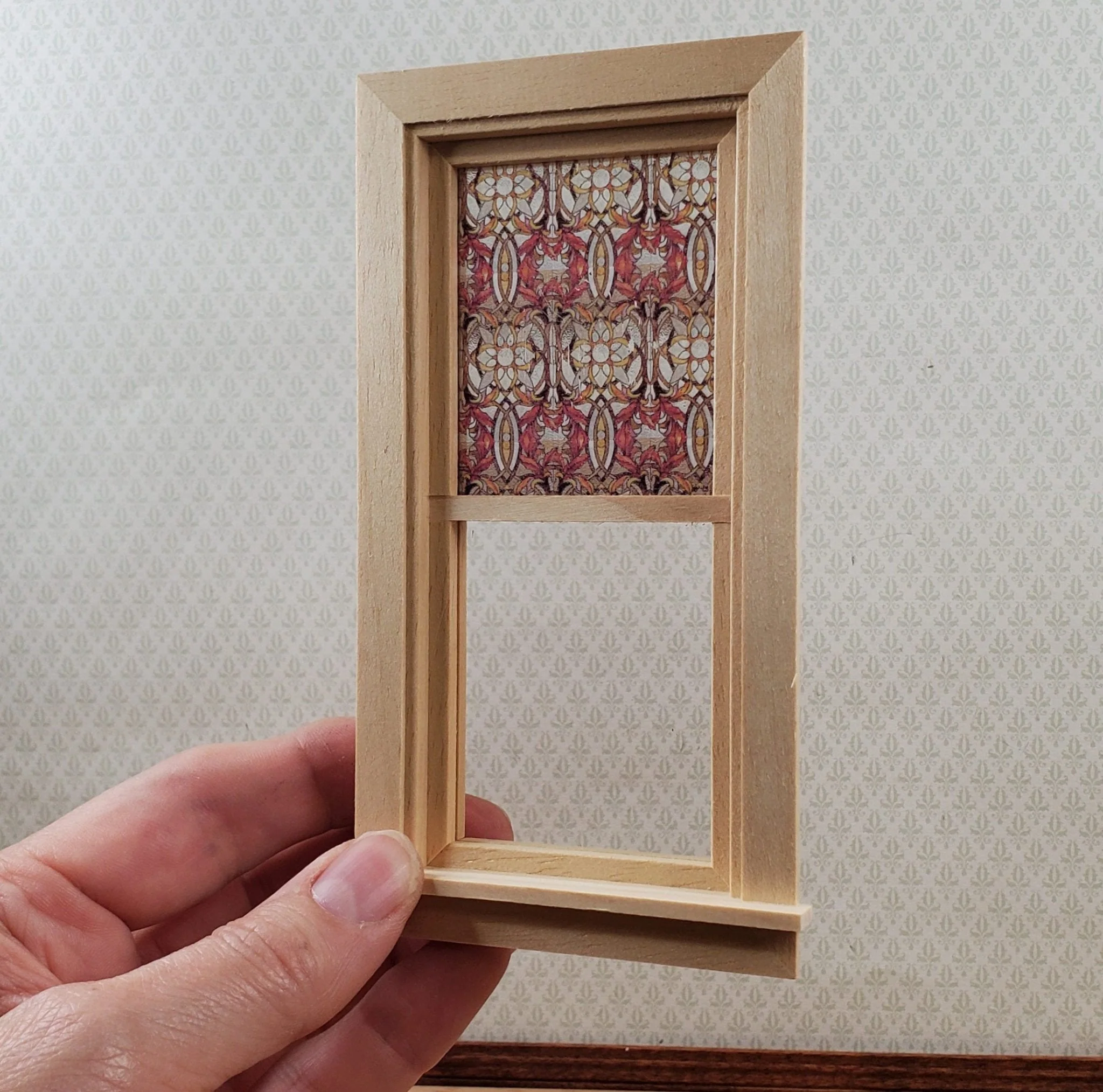 Dollhouse Simulated Stained Glass Insert Cut to Size Reds for Windows or Doors 1:12 Scale - Image 2
