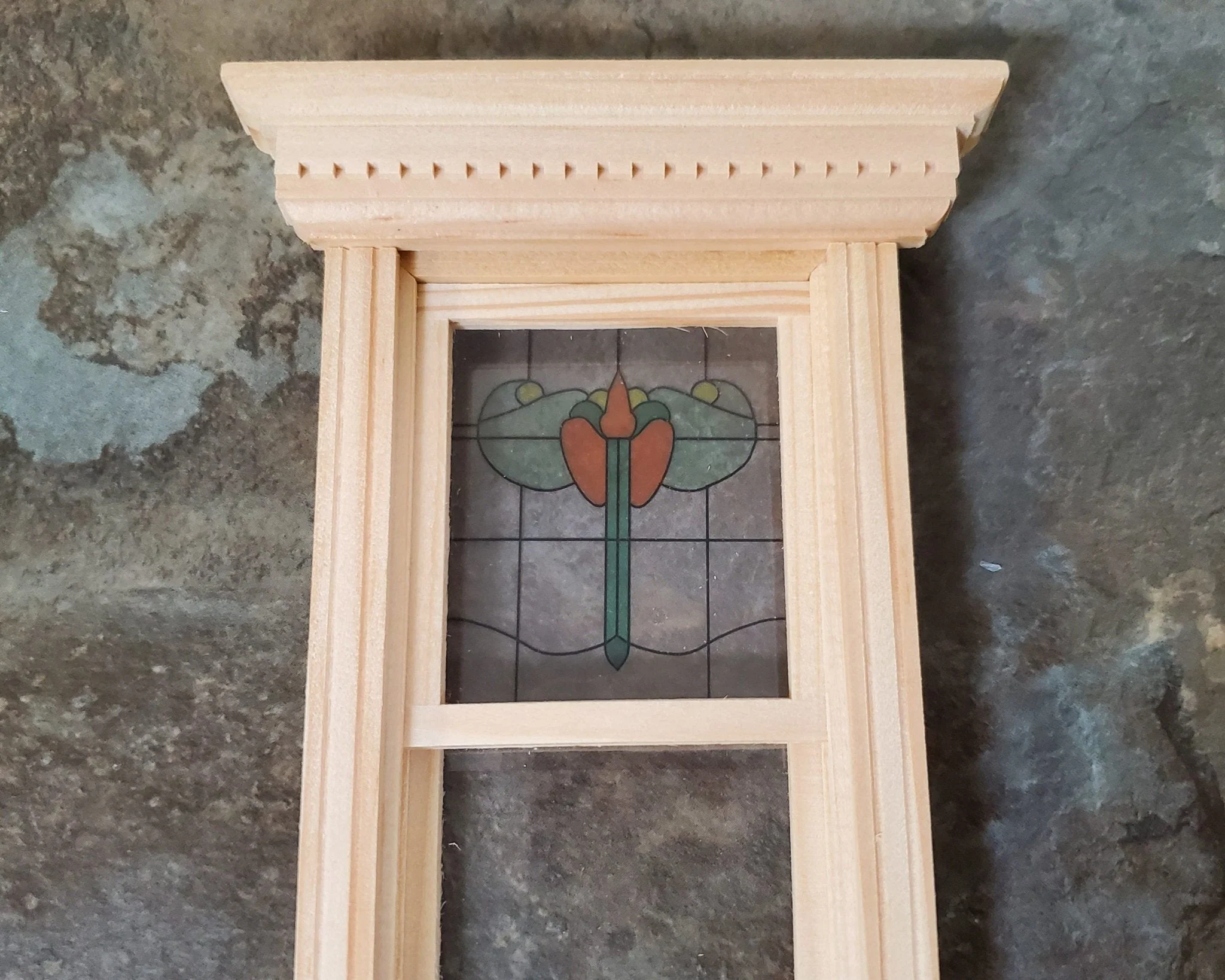 Dollhouse Simulated Stained Glass Window Insert 1:12 Scale Miniature SLIM11 - Image 4
