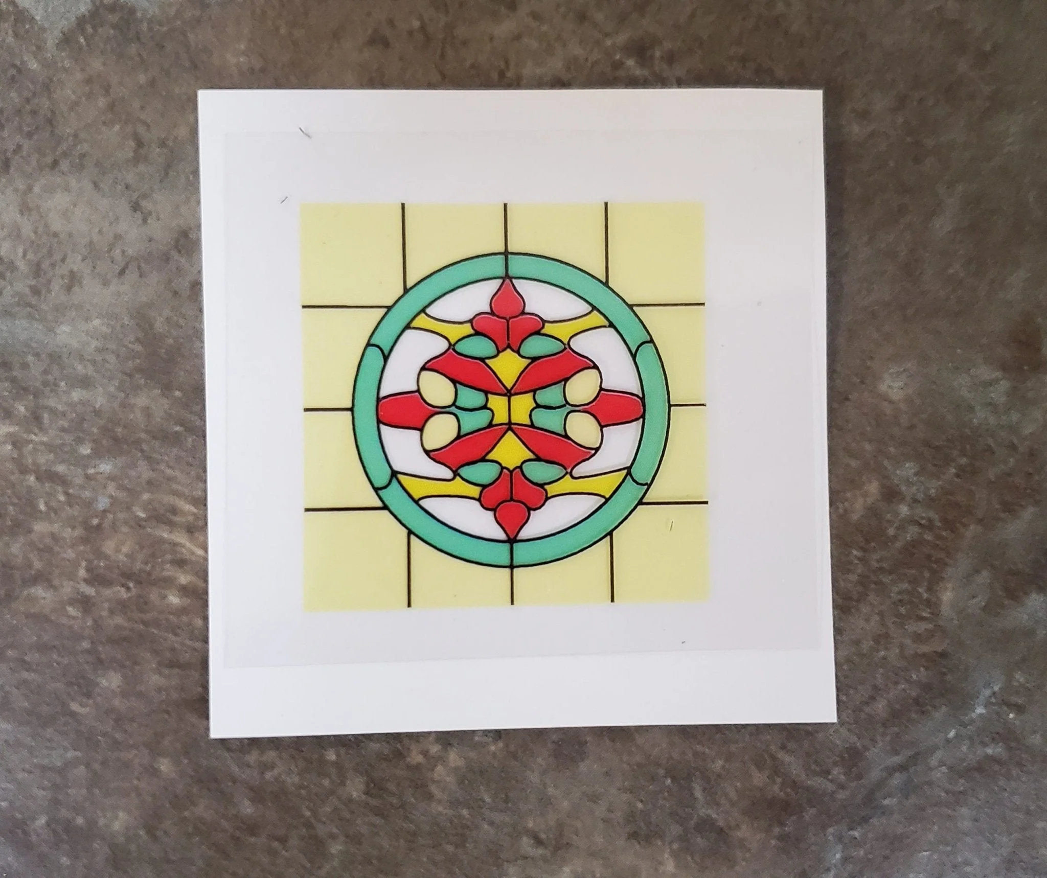 Dollhouse Simulated Stained Glass Window Insert Round 1:12 Scale Miniature SLIM14