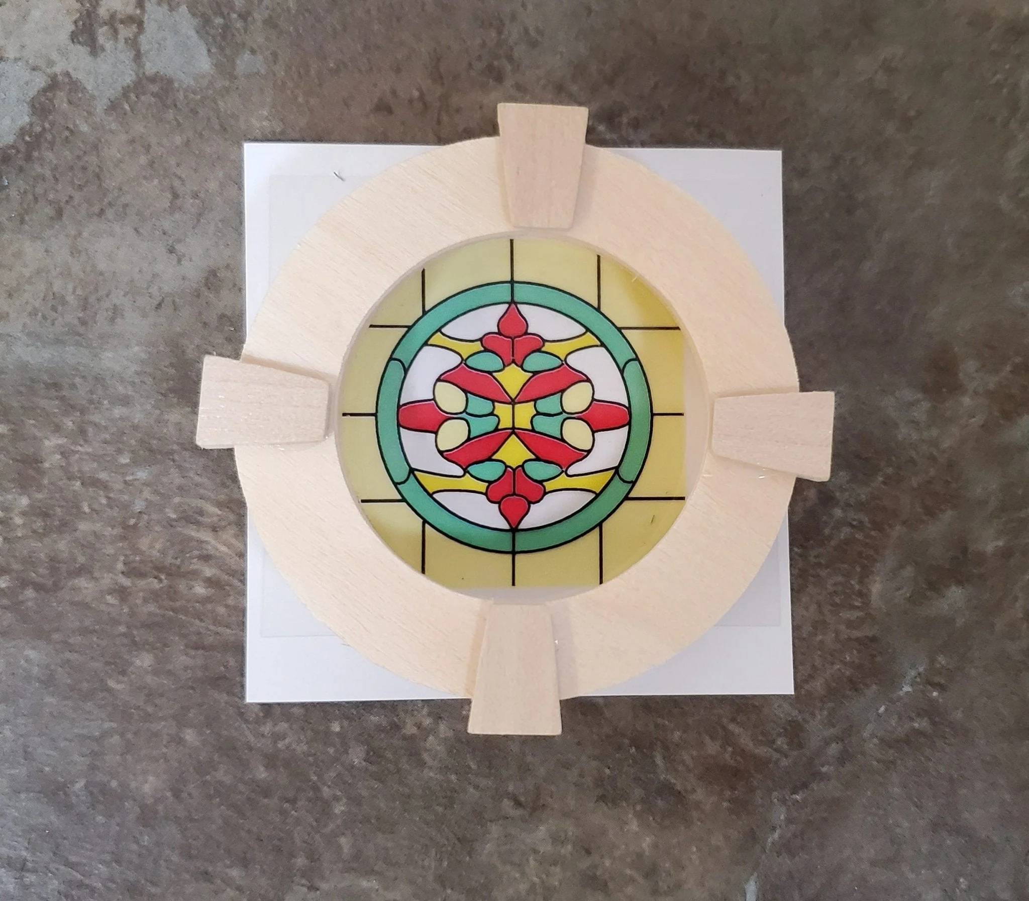 Dollhouse Simulated Stained Glass Window Insert Round 1:12 Scale Miniature SLIM14 - Image 2
