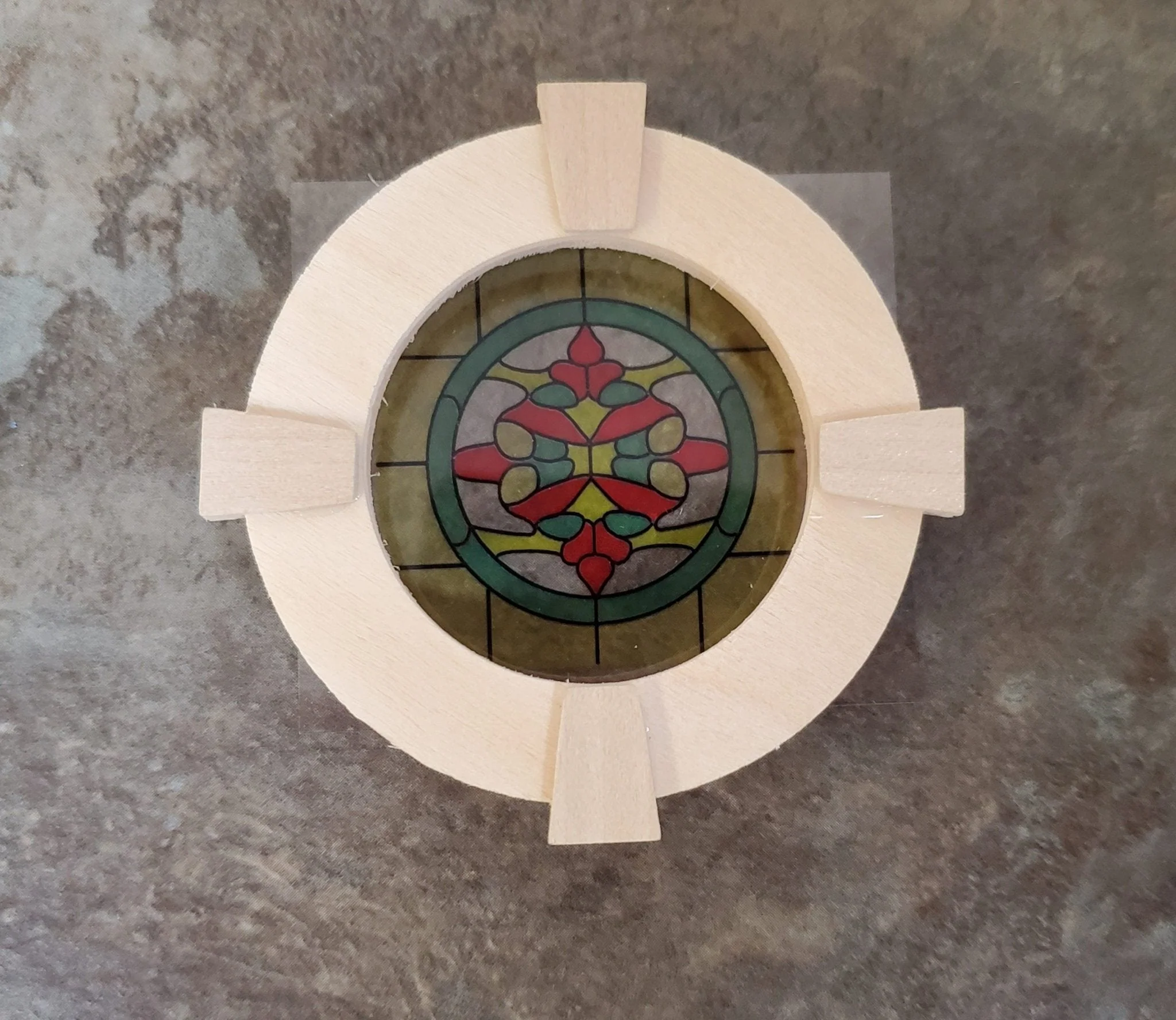 Dollhouse Simulated Stained Glass Window Insert Round 1:12 Scale Miniature SLIM14 - Image 3