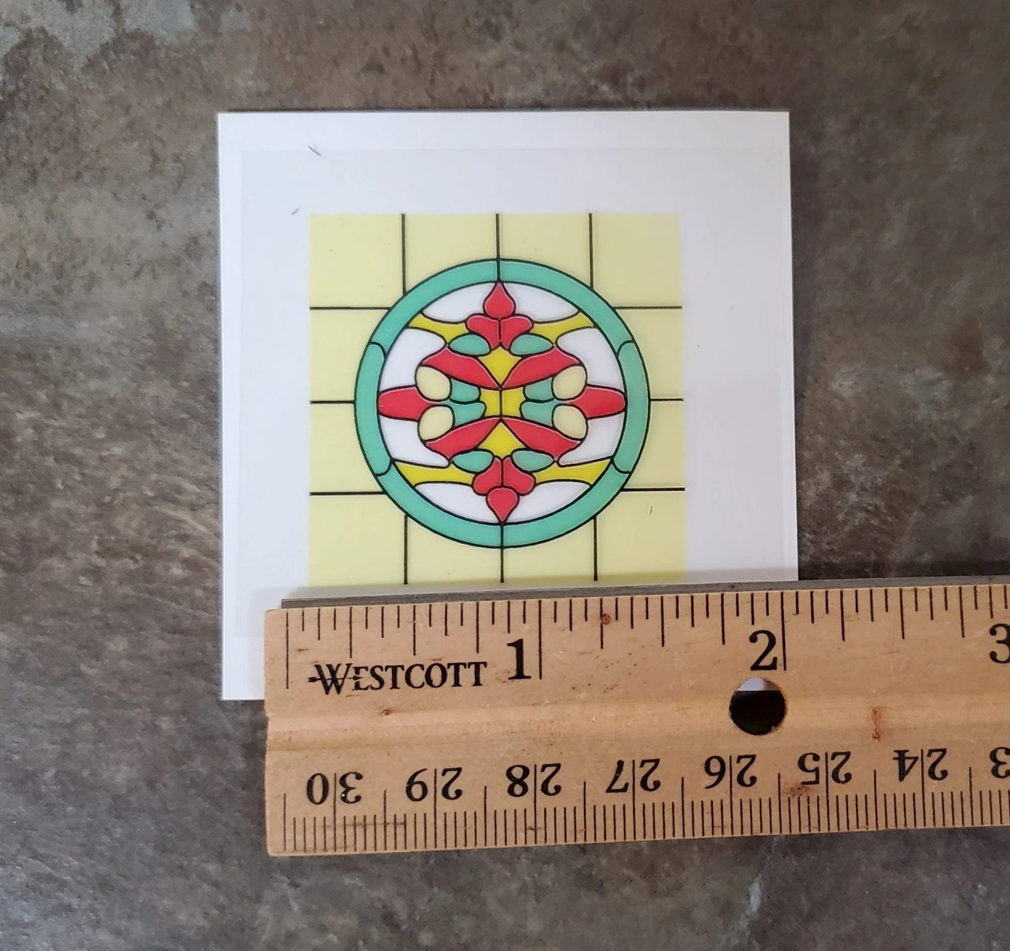 Dollhouse Simulated Stained Glass Window Insert Round 1:12 Scale Miniature SLIM14 - Image 4