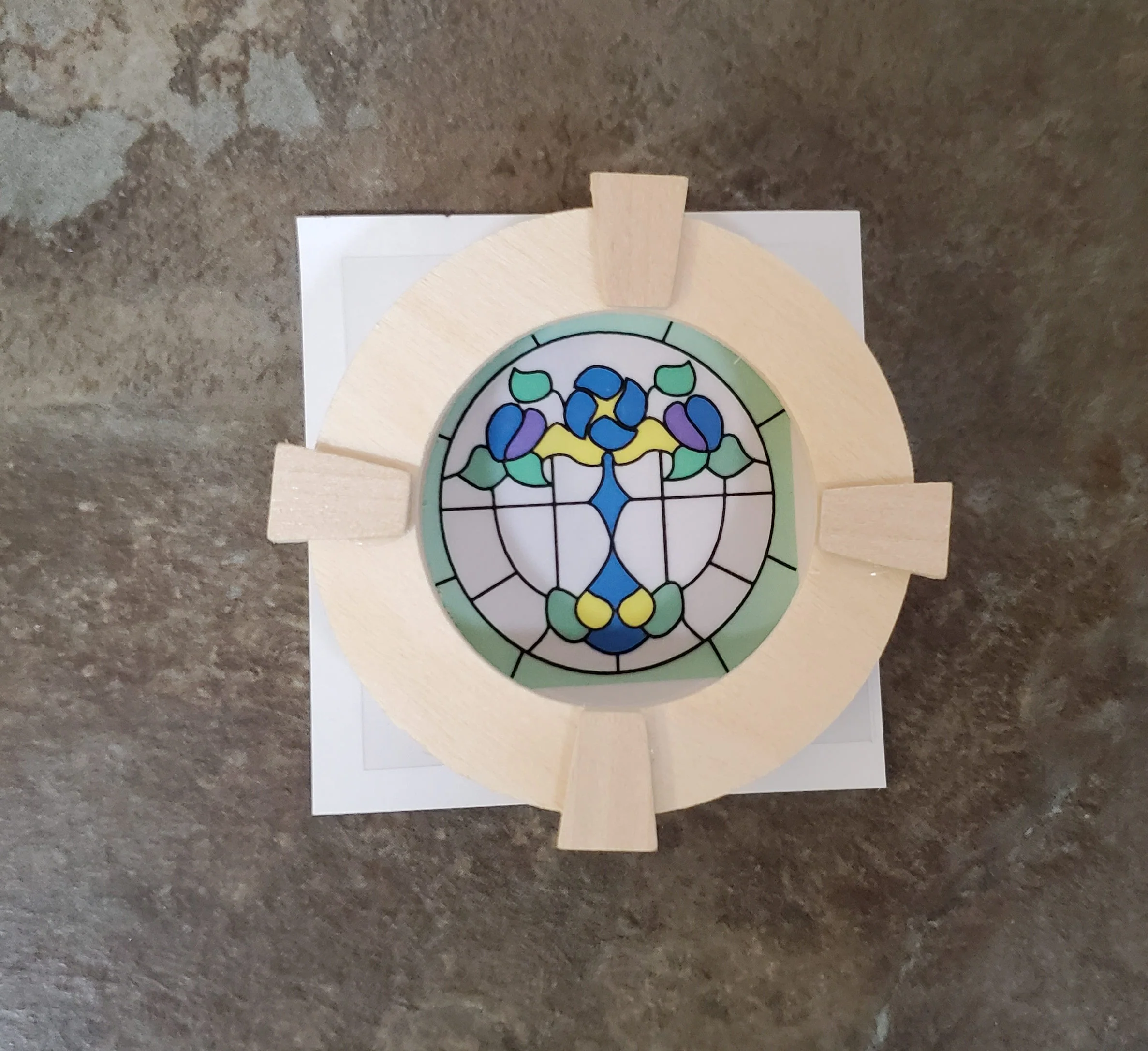Dollhouse Simulated Stained Glass Window Insert Round 1:12 Scale Miniature SLIM20 - Image 2