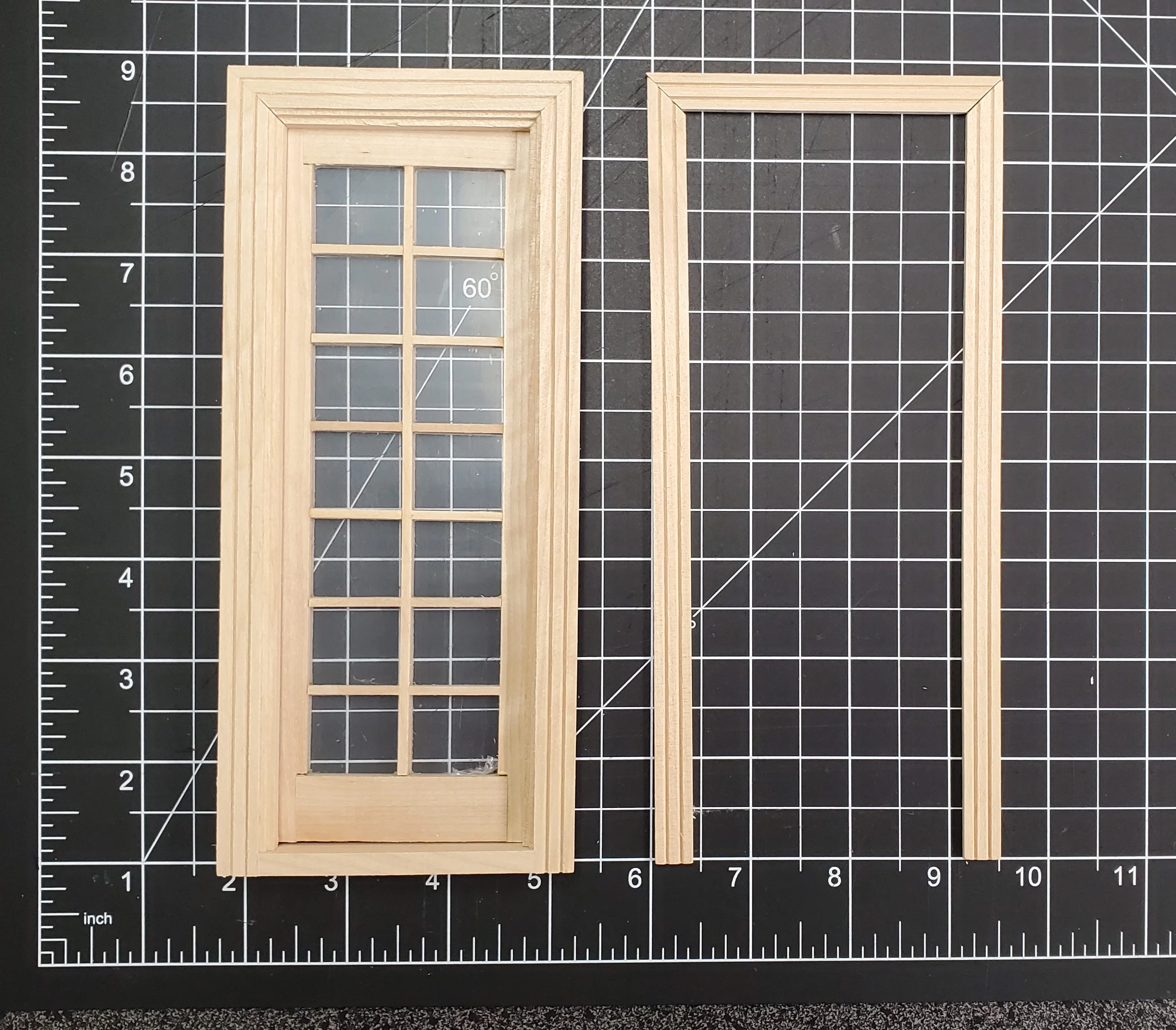 Dollhouse Single French Door Interior or Exterior 14 Pane 1:12 Scale Miniature
