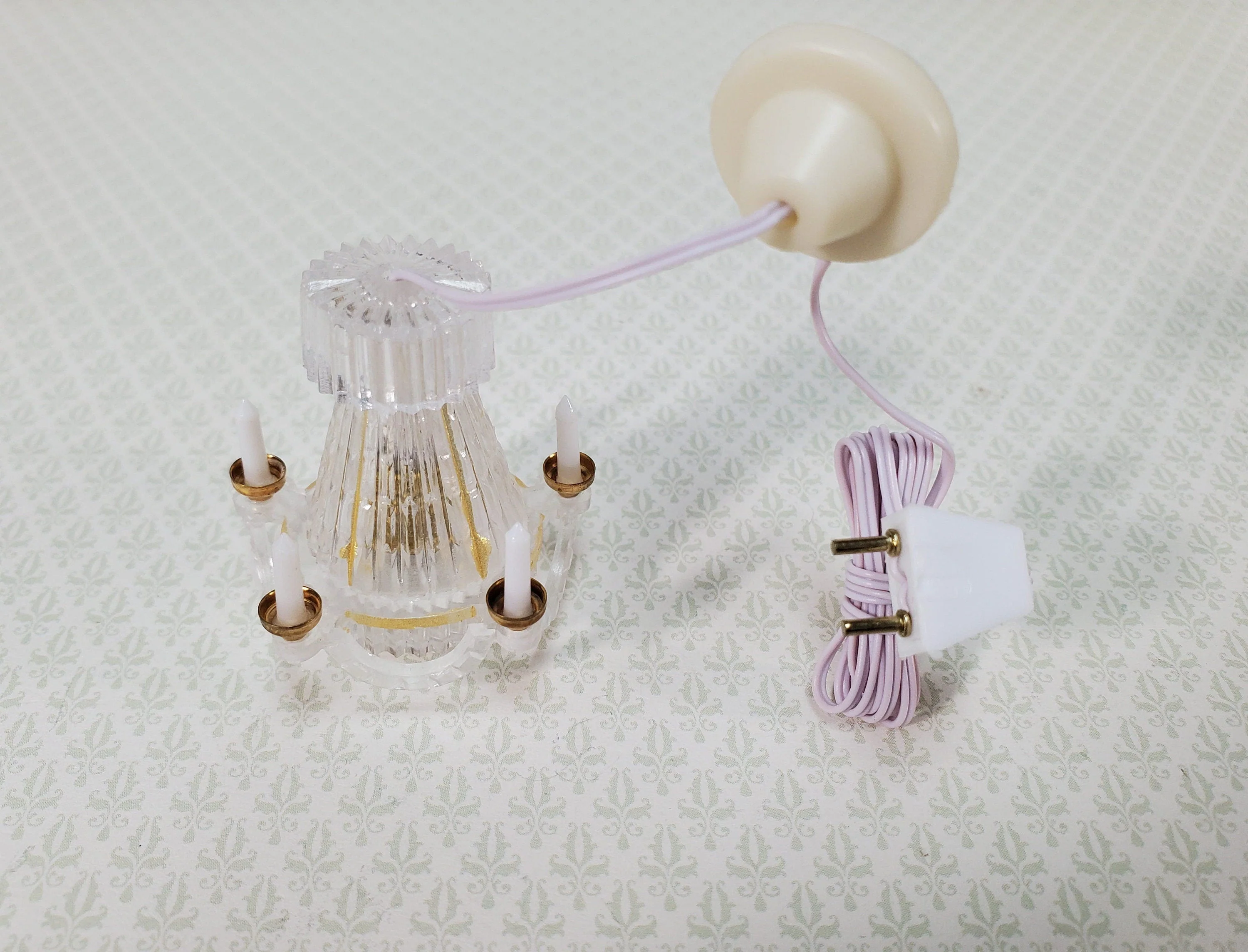 Dollhouse Small Chandelier Electric 1:12 Scale Miniature 12 Volt with Plug - Image 6