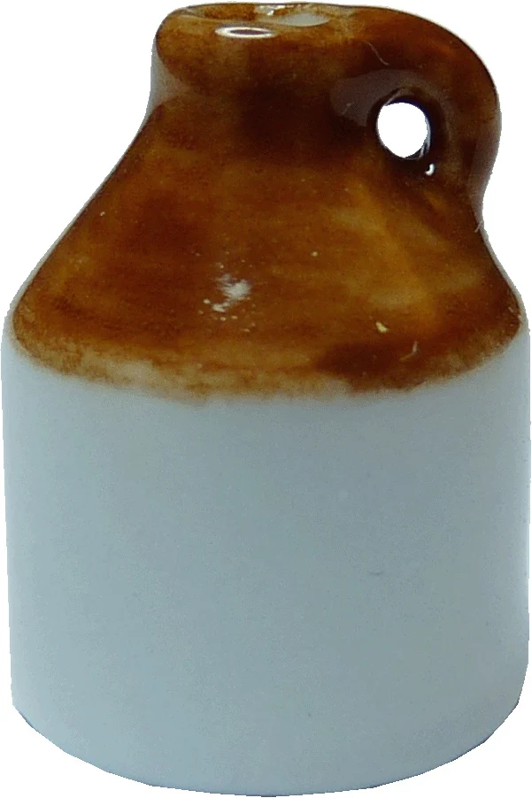 Dollhouse Small Jug with Handle Brown & Cream Ceramic 1" 1:12 Scale Miniature