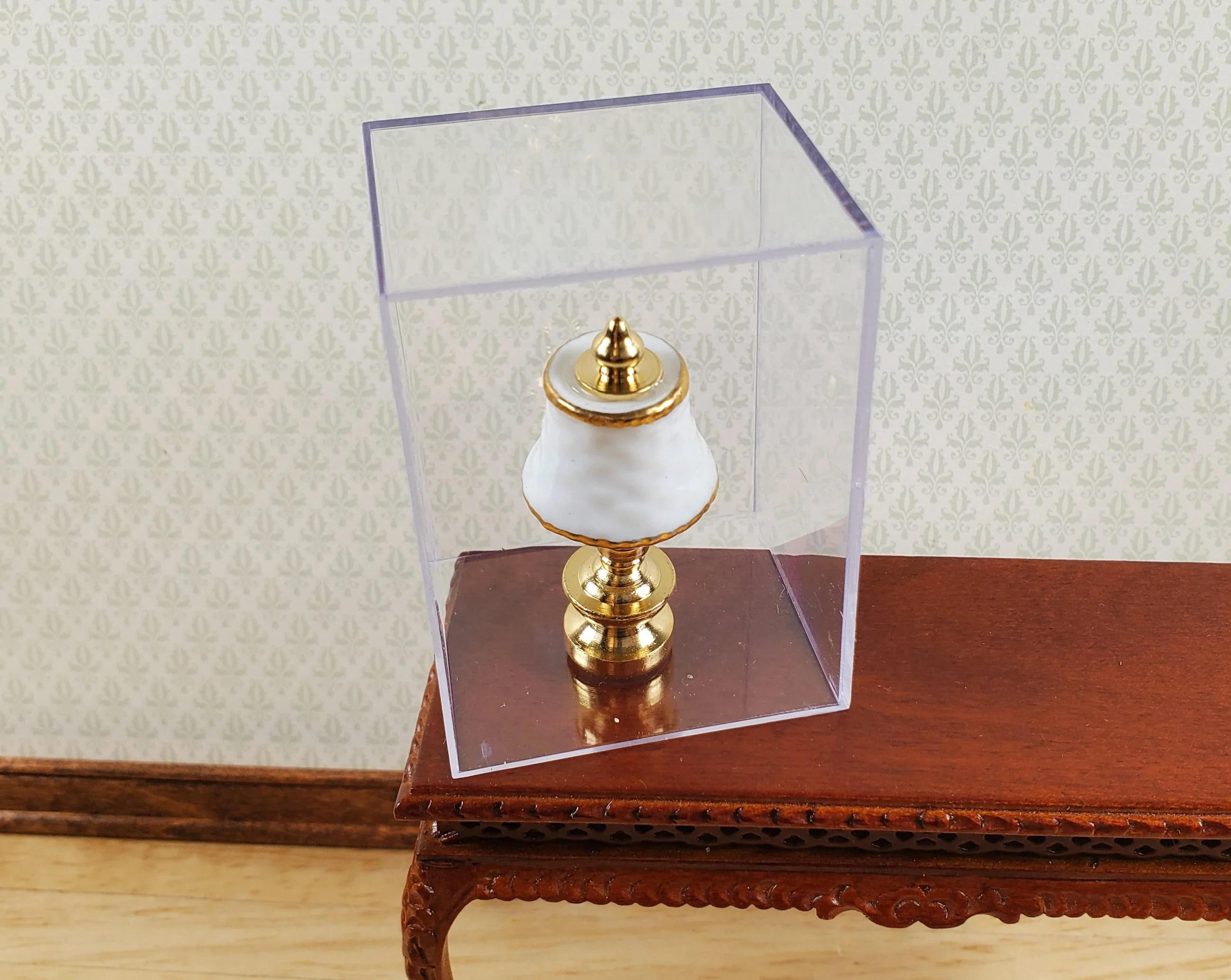 Dollhouse Small Lamp Non-Working White Gold Reutter Porcelain 1:12 Scale - Image 2