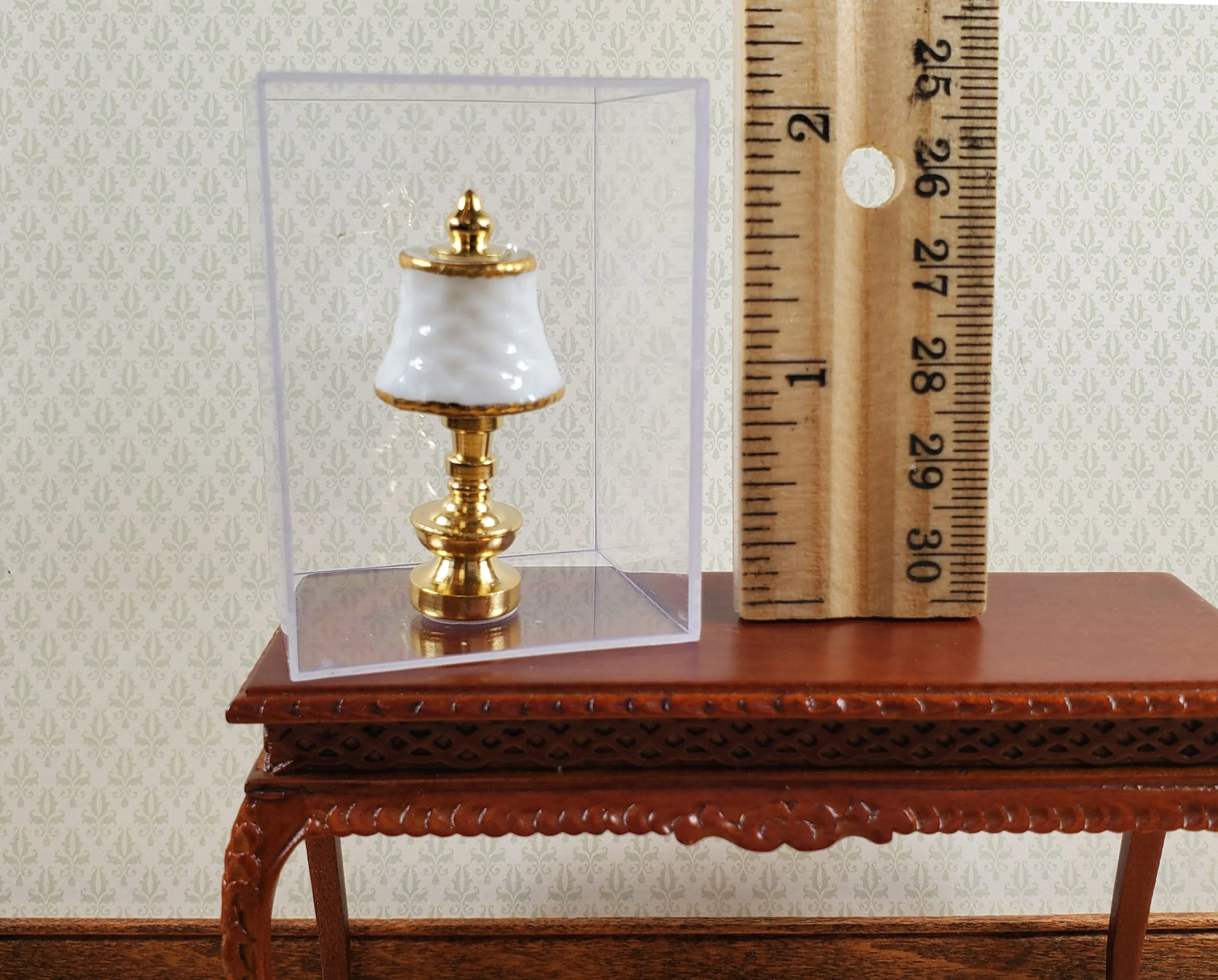 Dollhouse Small Lamp Non-Working White Gold Reutter Porcelain 1:12 Scale - Image 4