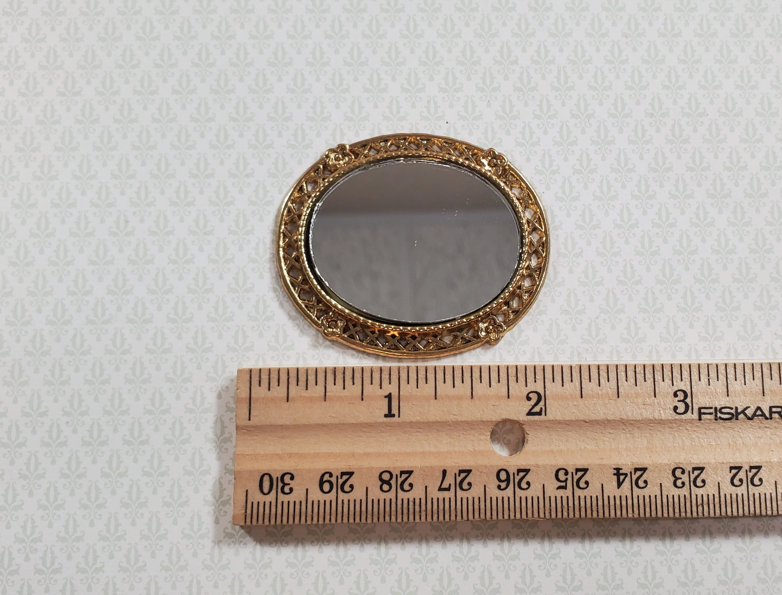 Dollhouse Small Oval Mirror with Gold Frame 1:12 Scale Miniature Accessory - Image 4