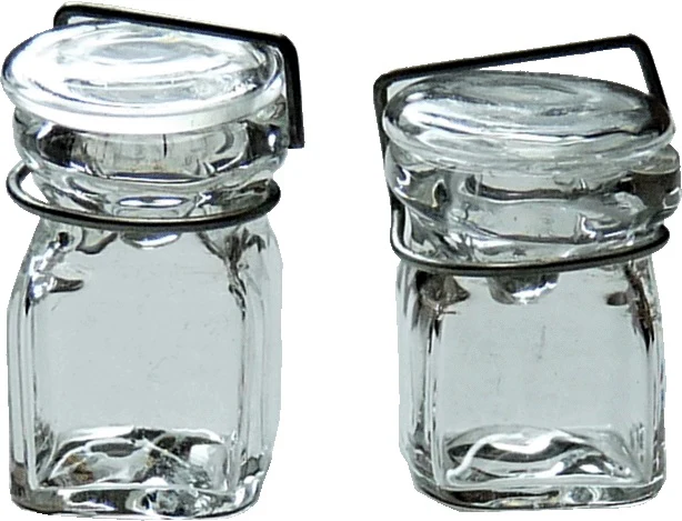 Dollhouse Small Square Canning Jars Set of 2 1:12 Scale Miniature