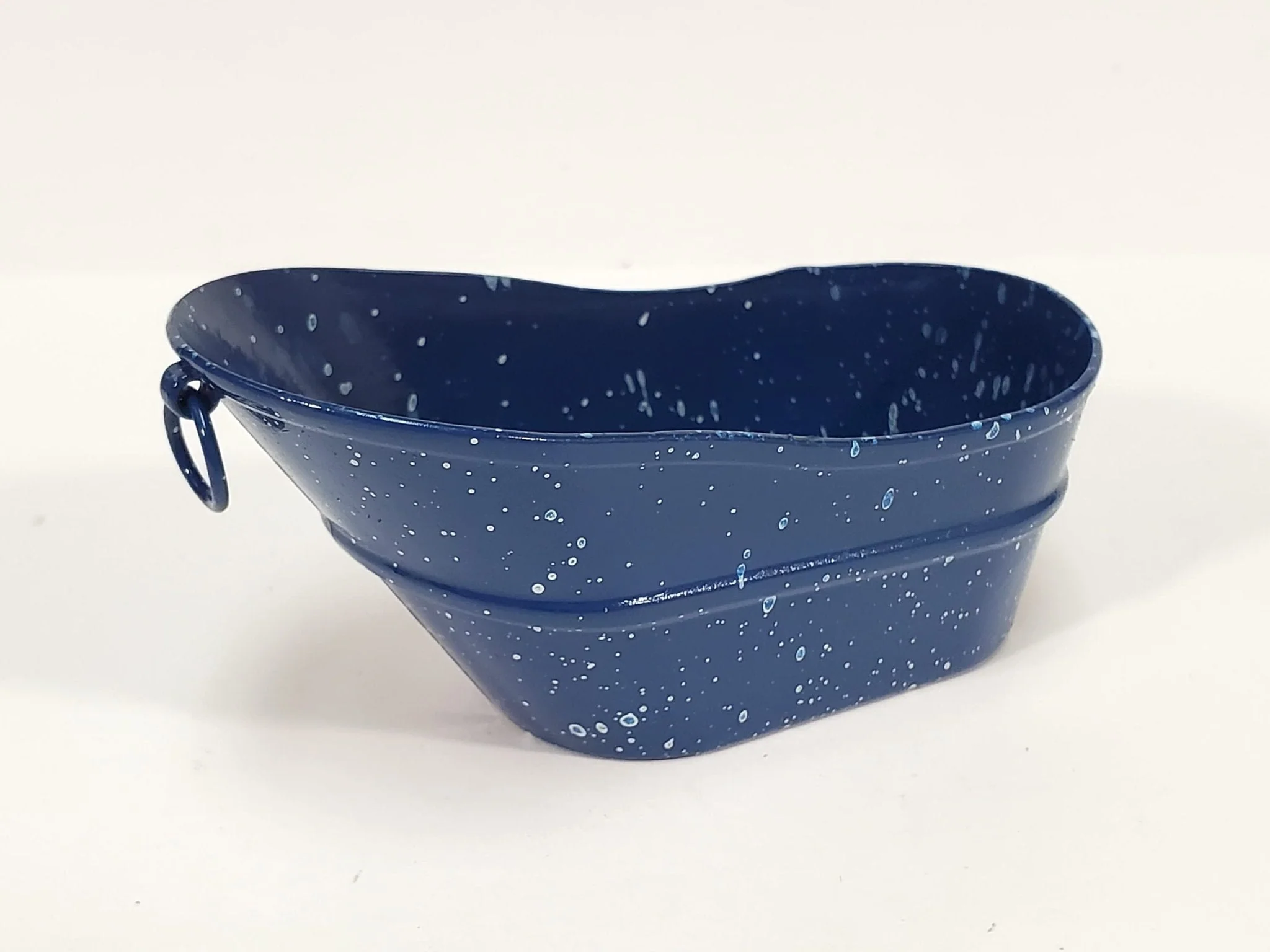 Dollhouse Small Tub Mini "Blue Spatter" Baby Bathtub Metal 1:12 Scale Hip Bath