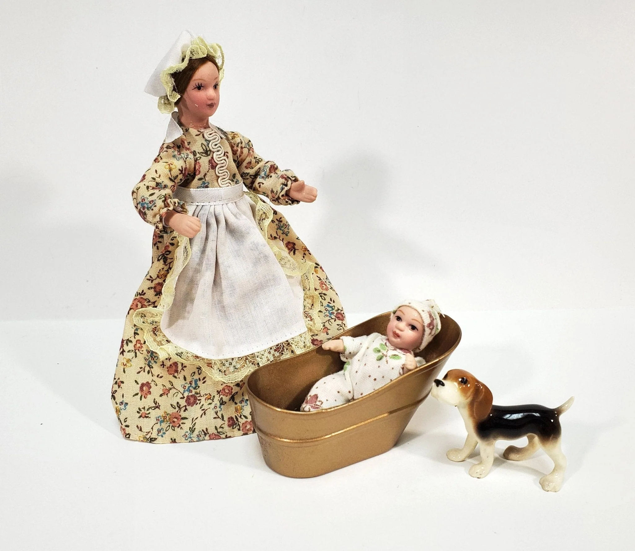 Dollhouse Small Tub Mini "Copper" Baby Bathtub Metal 1:12 Scale Hip Bath - Image 3