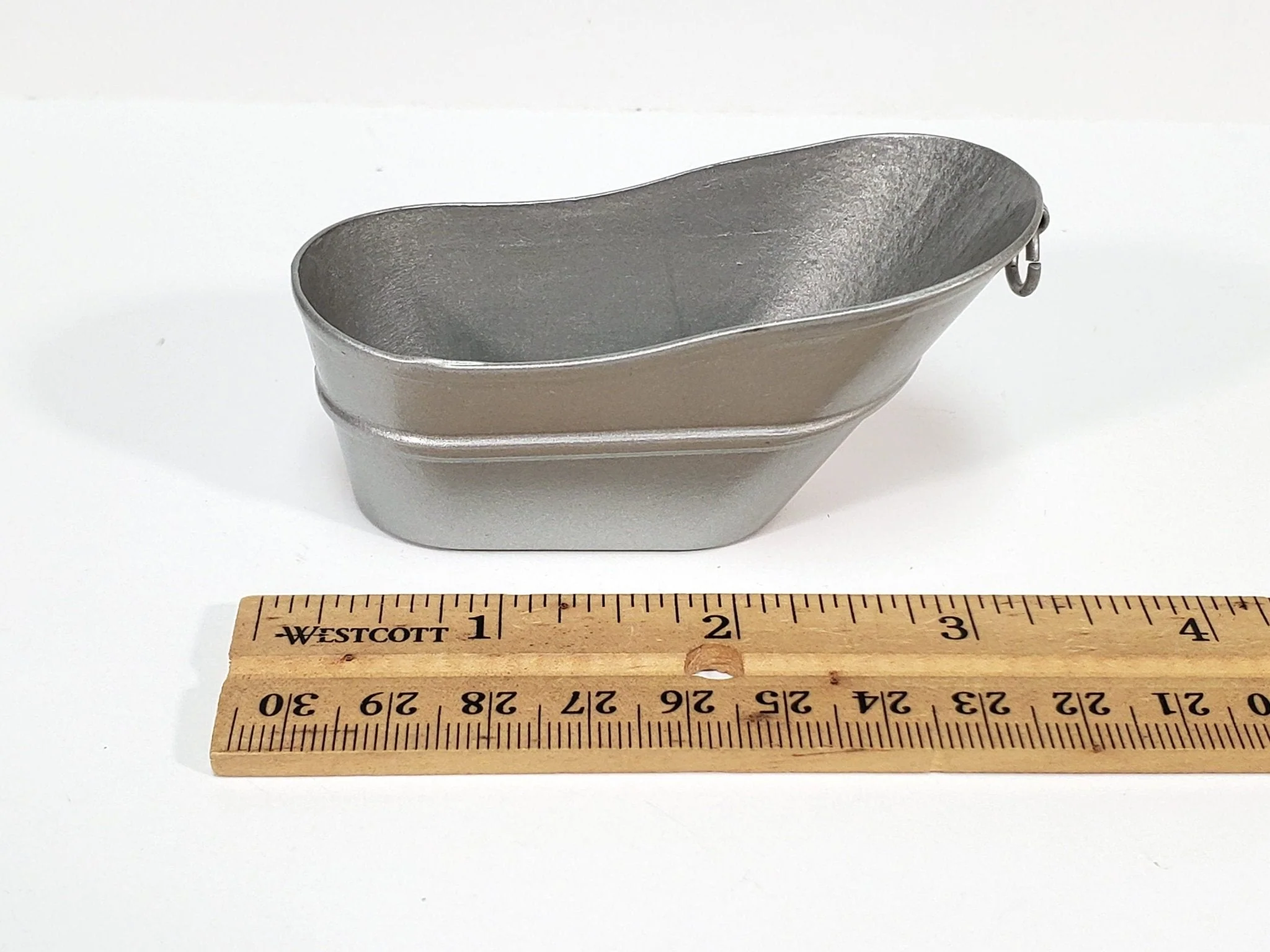Dollhouse Small Tub Mini "Galvanized" Baby Bathtub Metal 1:12 Scale Hip Bath - Image 5
