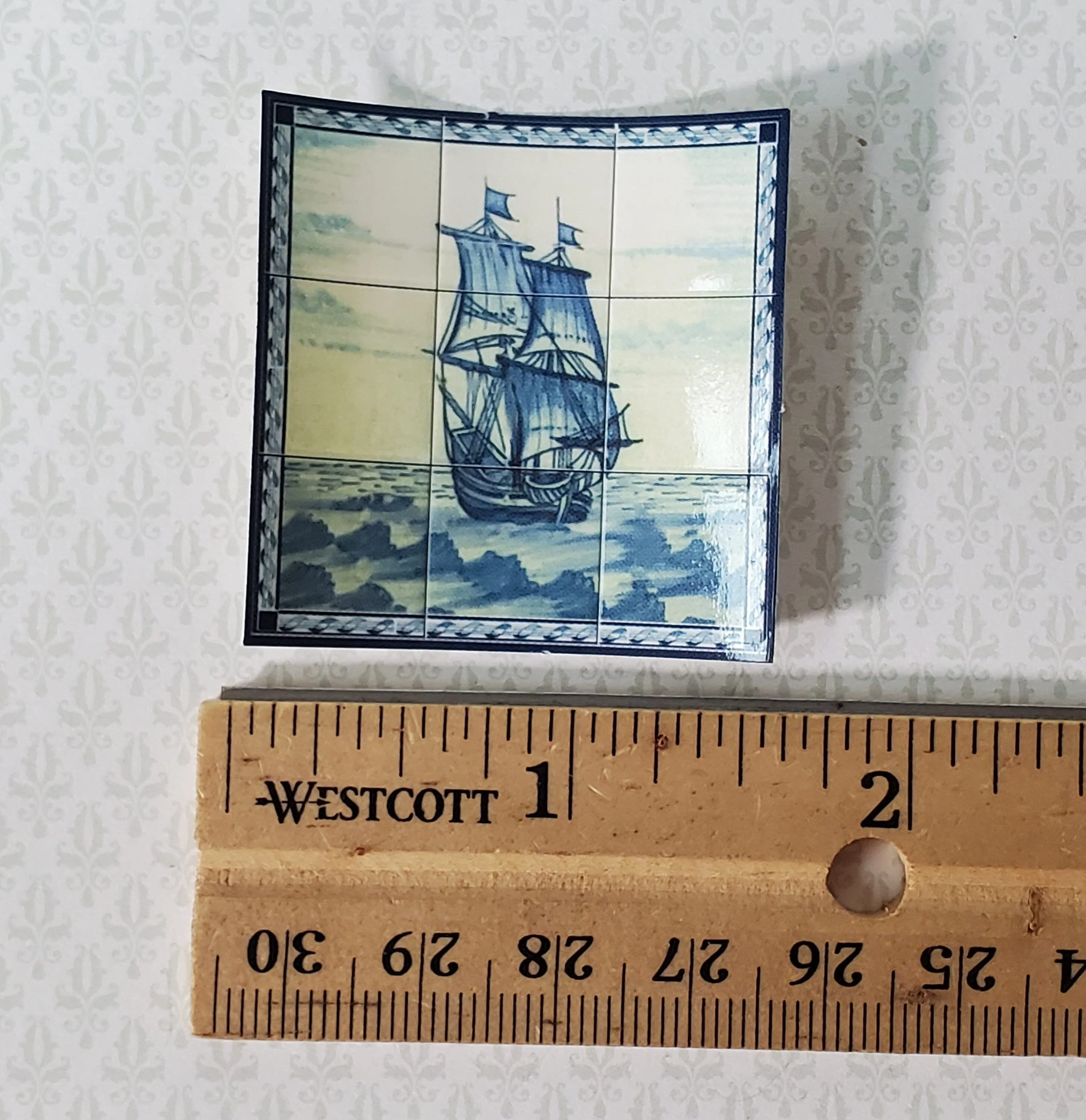 Dollhouse Small Wall "Tiles" Embossed Paper Tall Ship Nautical 1:12 Scale by World Model - Image 3