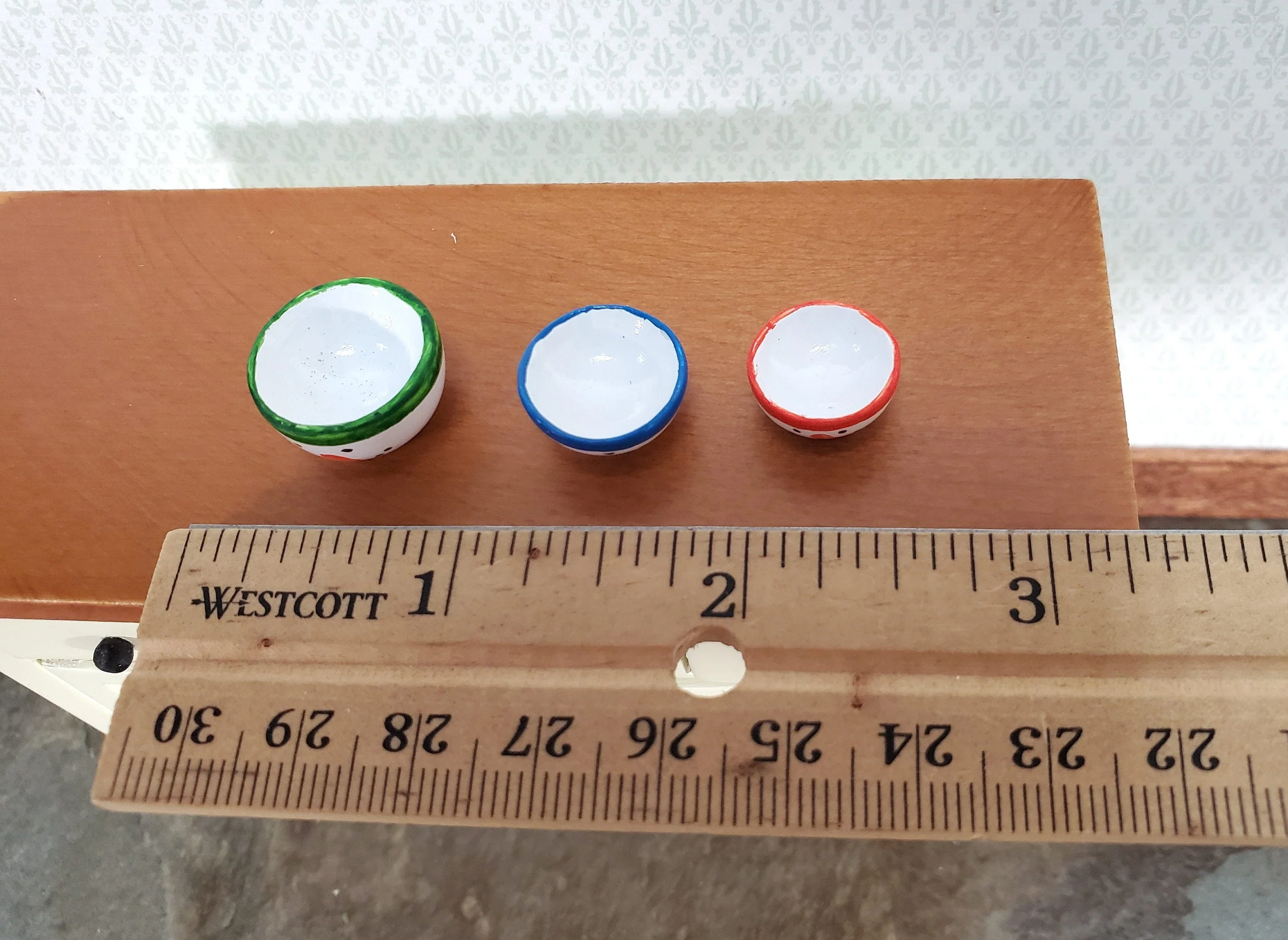 Dollhouse Snowman Mixing Bowls Set of 3 Stacking Winter 1:12 Scale Miniatures - Image 4