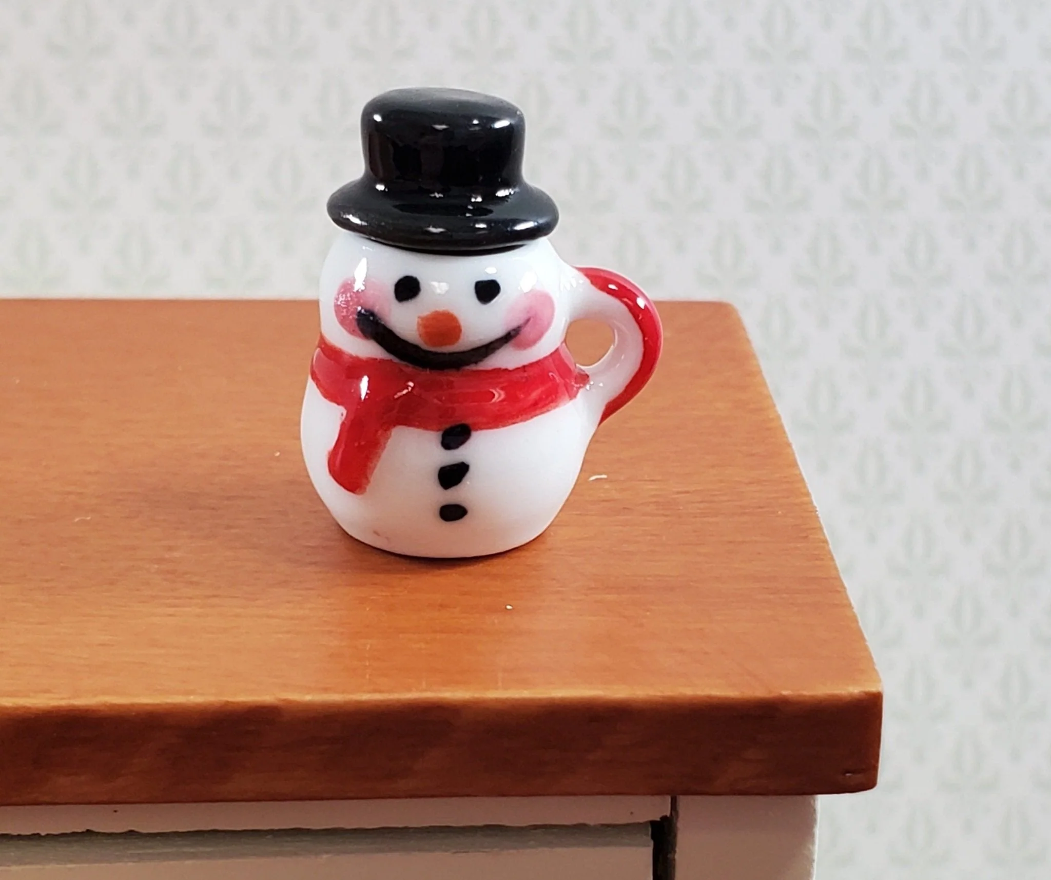 Dollhouse Snowman Mug Coffee Cup with Top Hat LARGE Miniature Ceramic Christmas