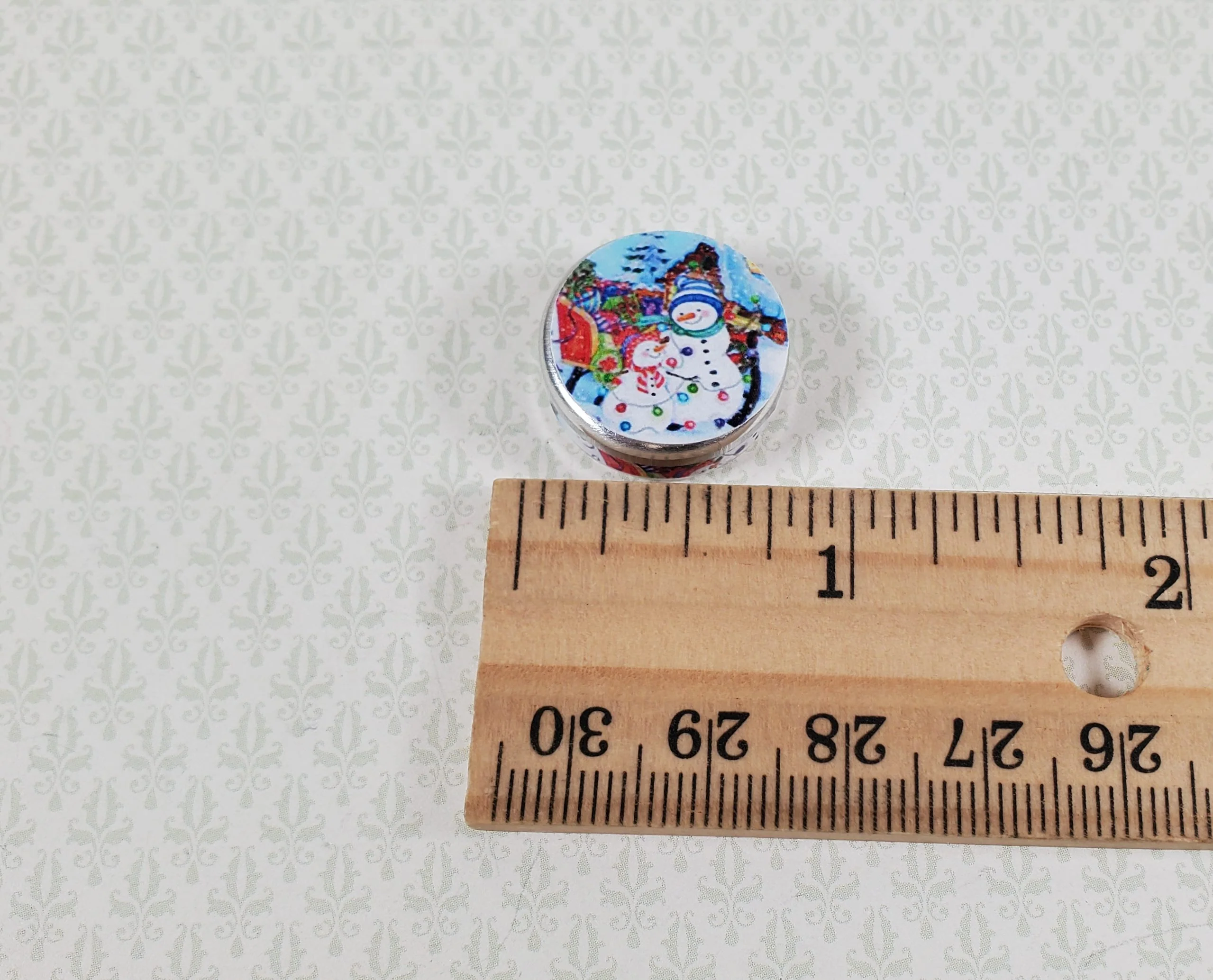 Dollhouse Snowmen Themed Cookie Tin Empty 1:12 Scale Miniature - Image 3
