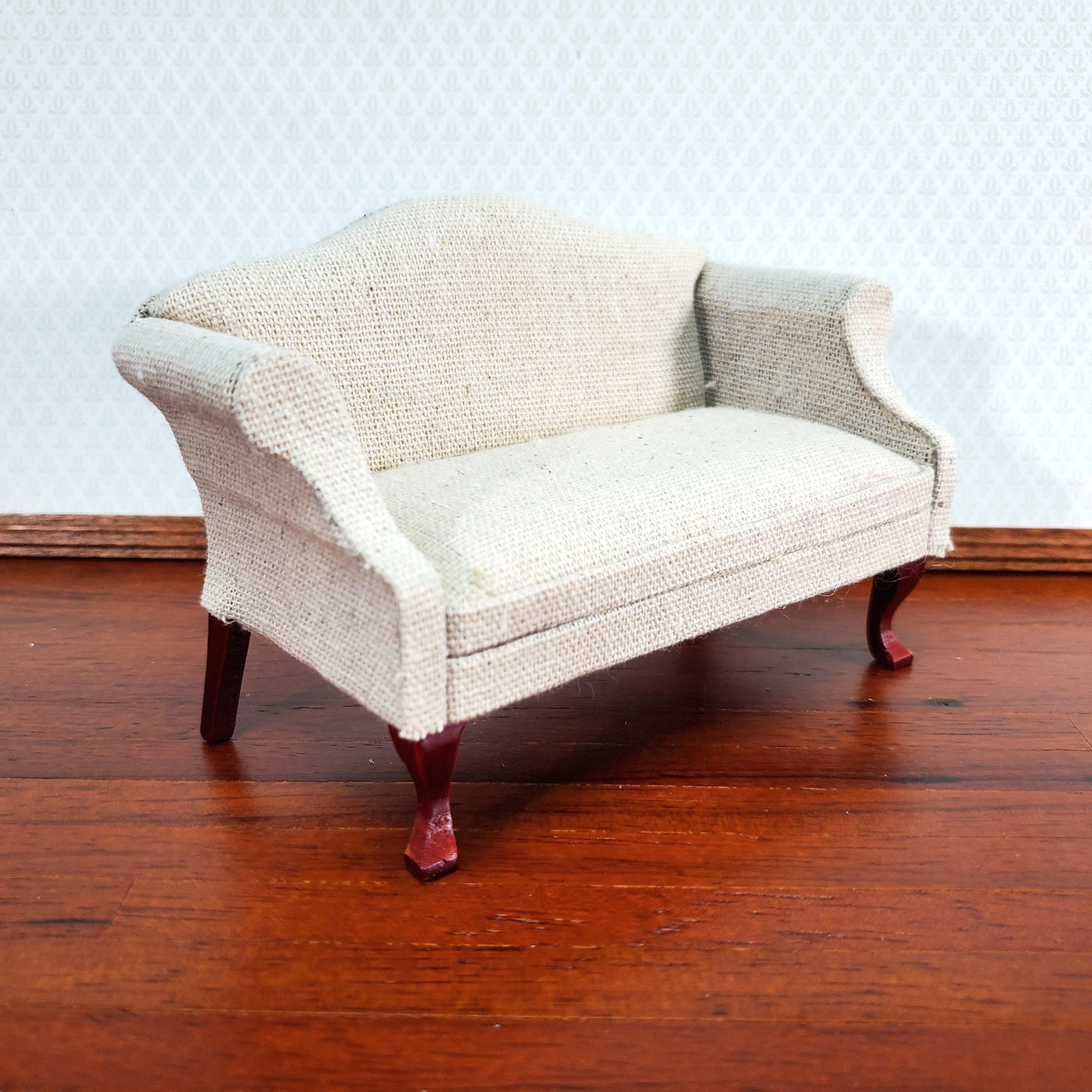Dollhouse Sofa Couch Muslin Style Natural Fabric 1:12 Scale Miniature Furniture - Image 2
