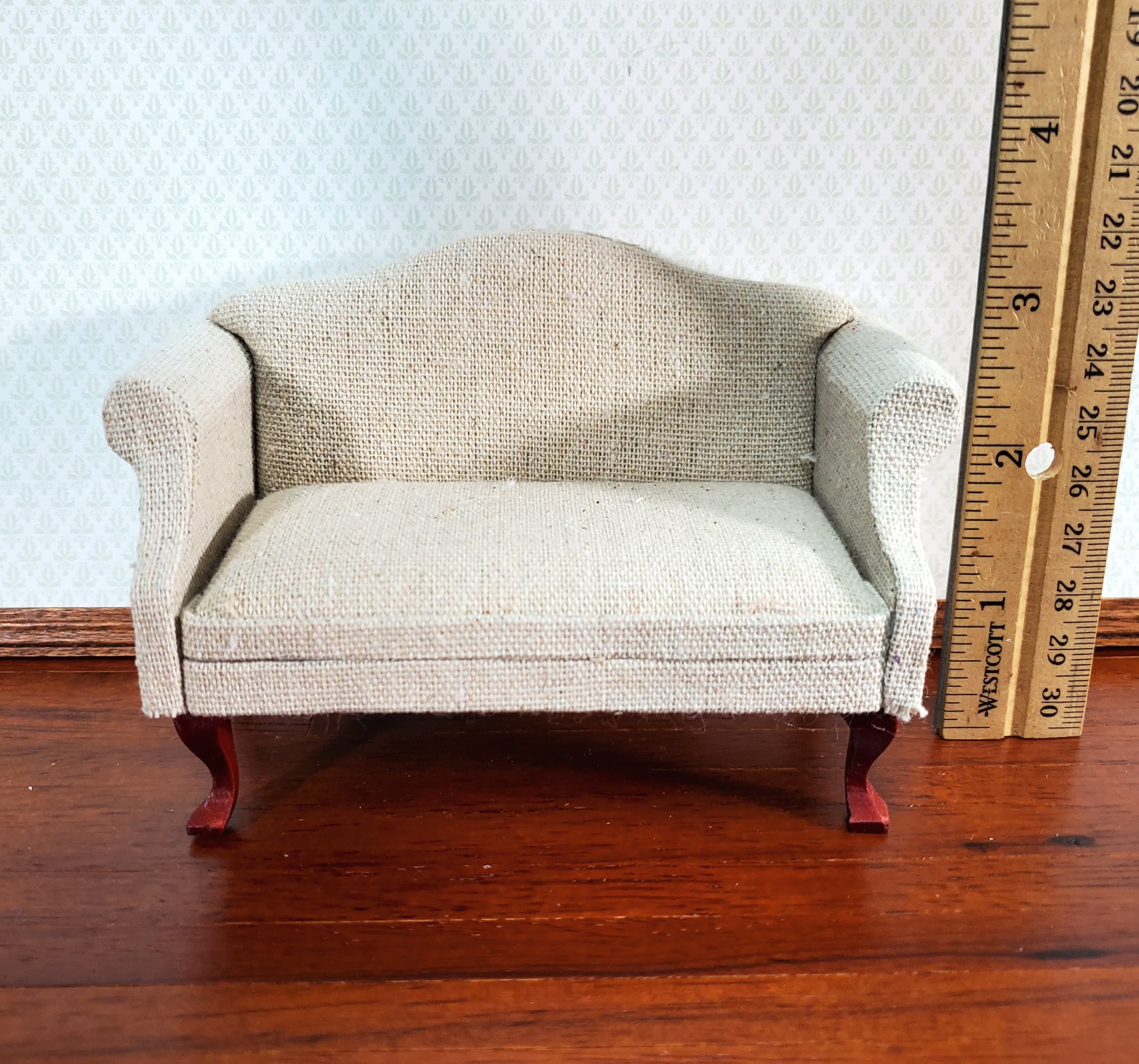 Dollhouse Sofa Couch Muslin Style Natural Fabric 1:12 Scale Miniature Furniture - Image 5