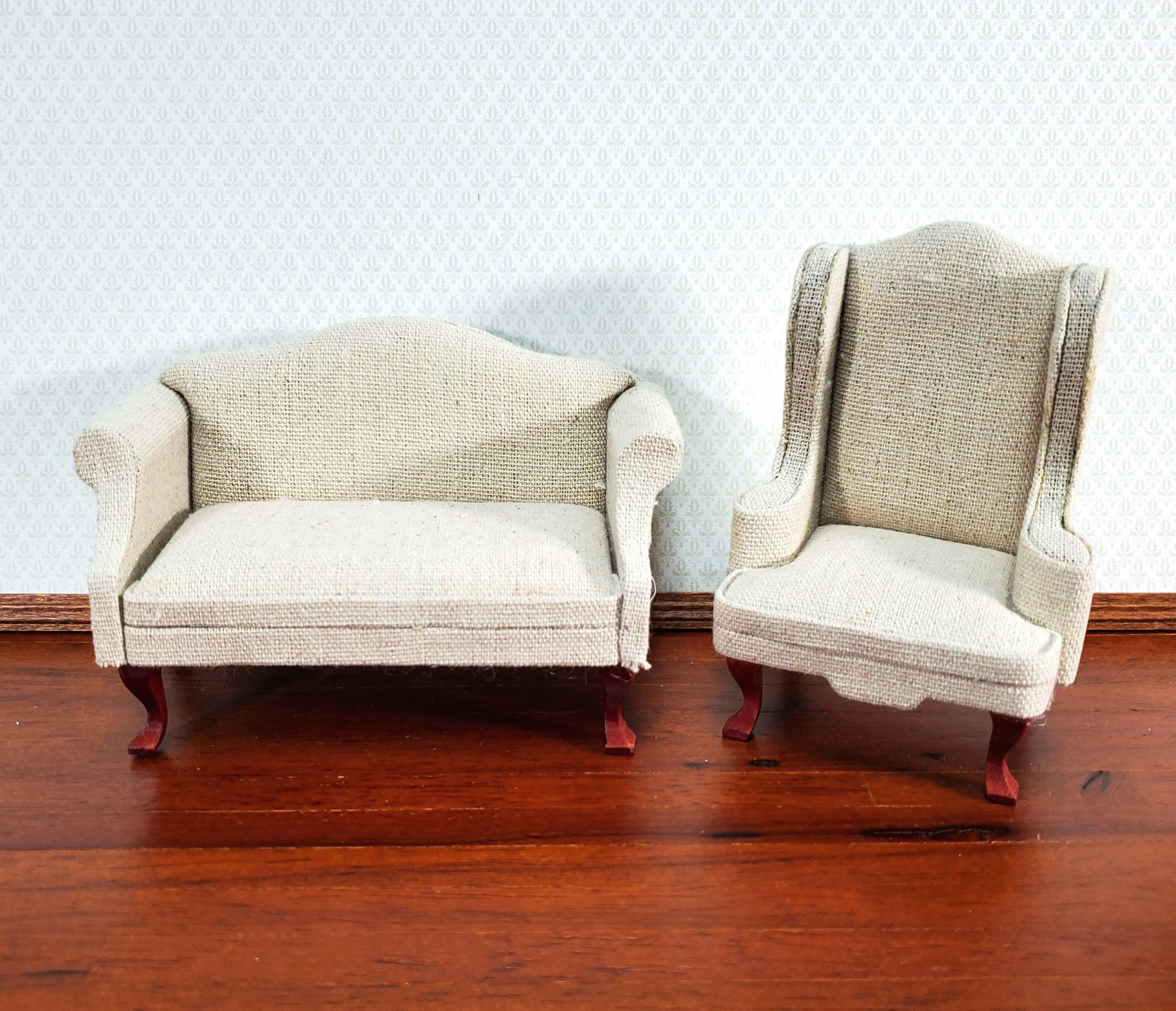 Dollhouse Sofa Couch Muslin Style Natural Fabric 1:12 Scale Miniature Furniture - Image 6
