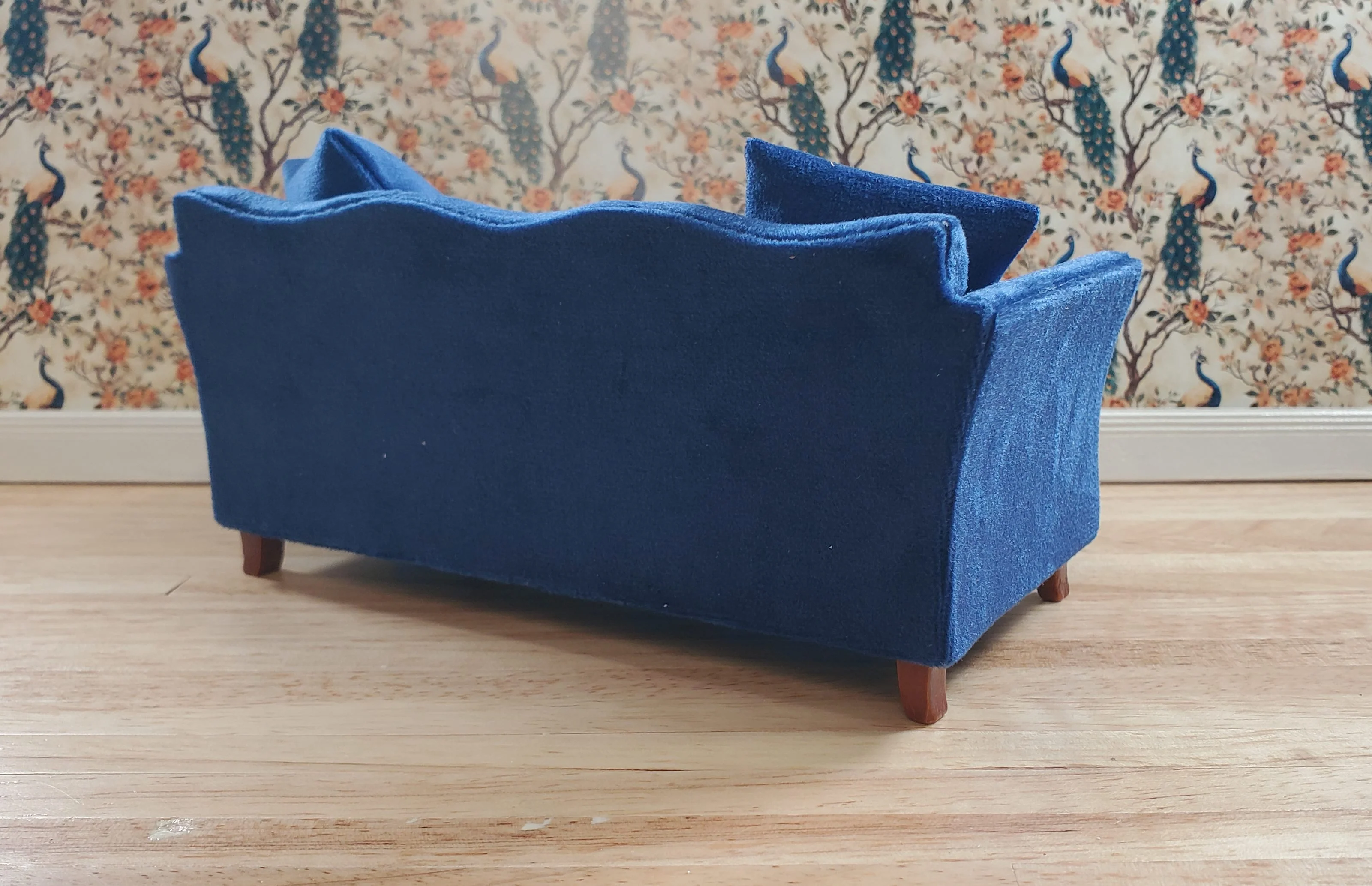 Dollhouse Sofa Couch Royal Blue Modern Style 1:12 Scale Miniature Furniture - Image 3
