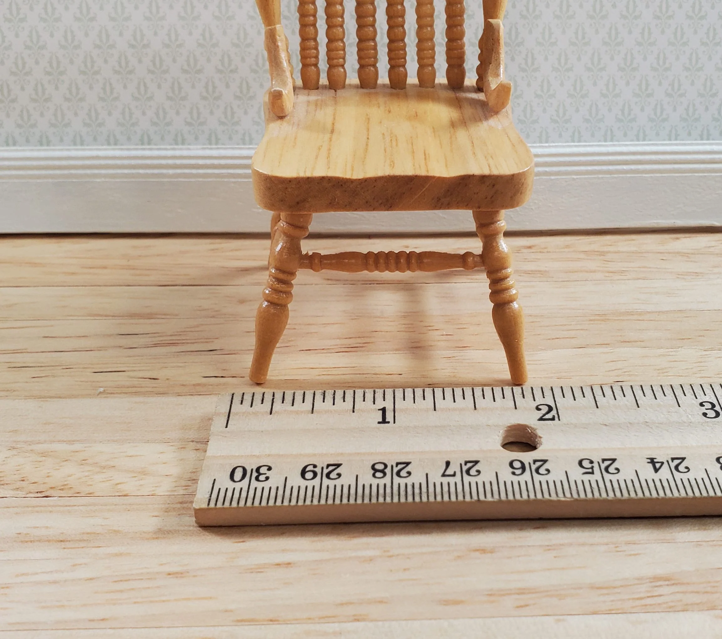 Dollhouse Spindle Back Kitchen Chair Light Oak Finish 1:12 Scale Miniature - Image 4