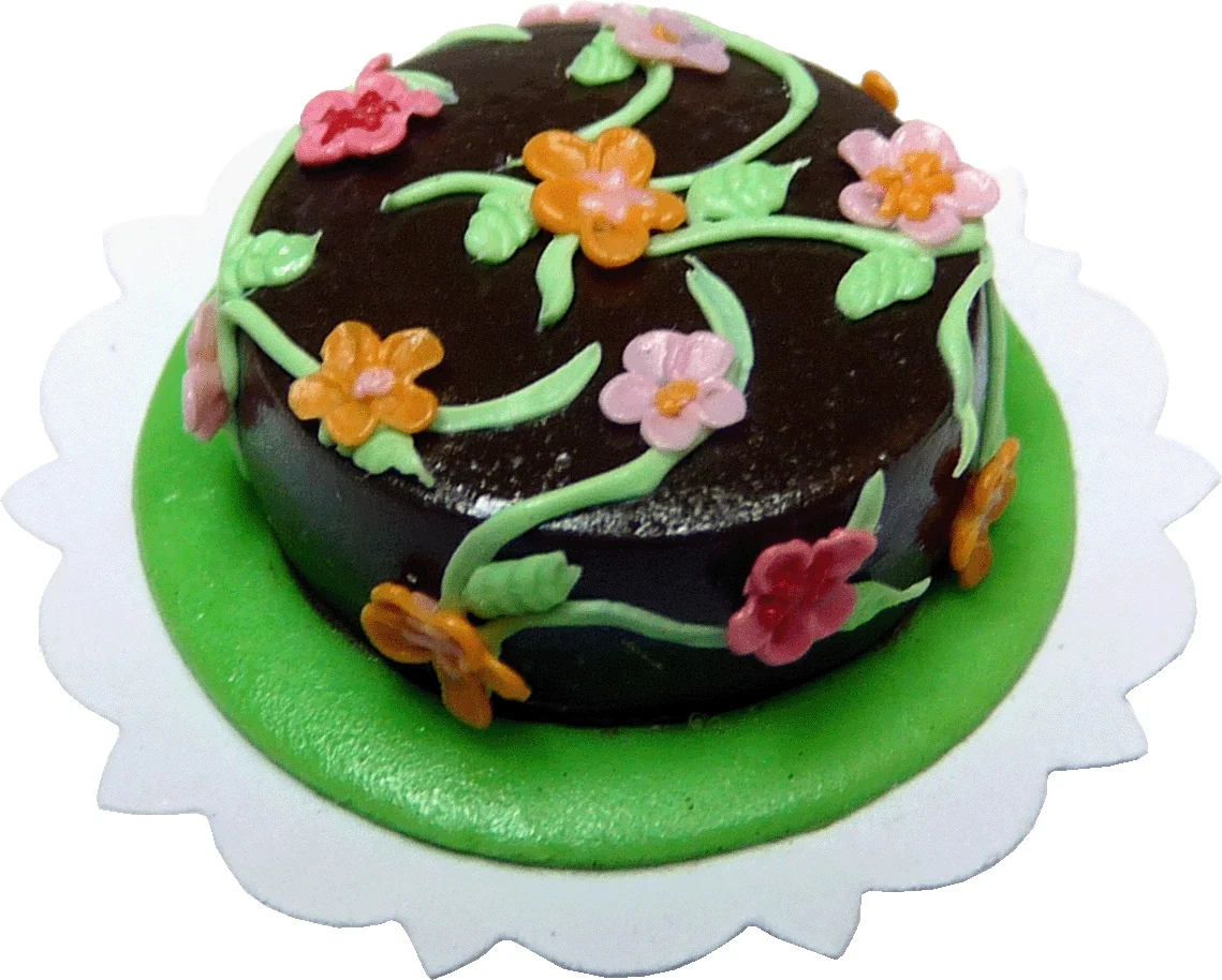 Dollhouse Spring Flowers Cake 1:12 Scale Miniature Dessert Food Bakery
