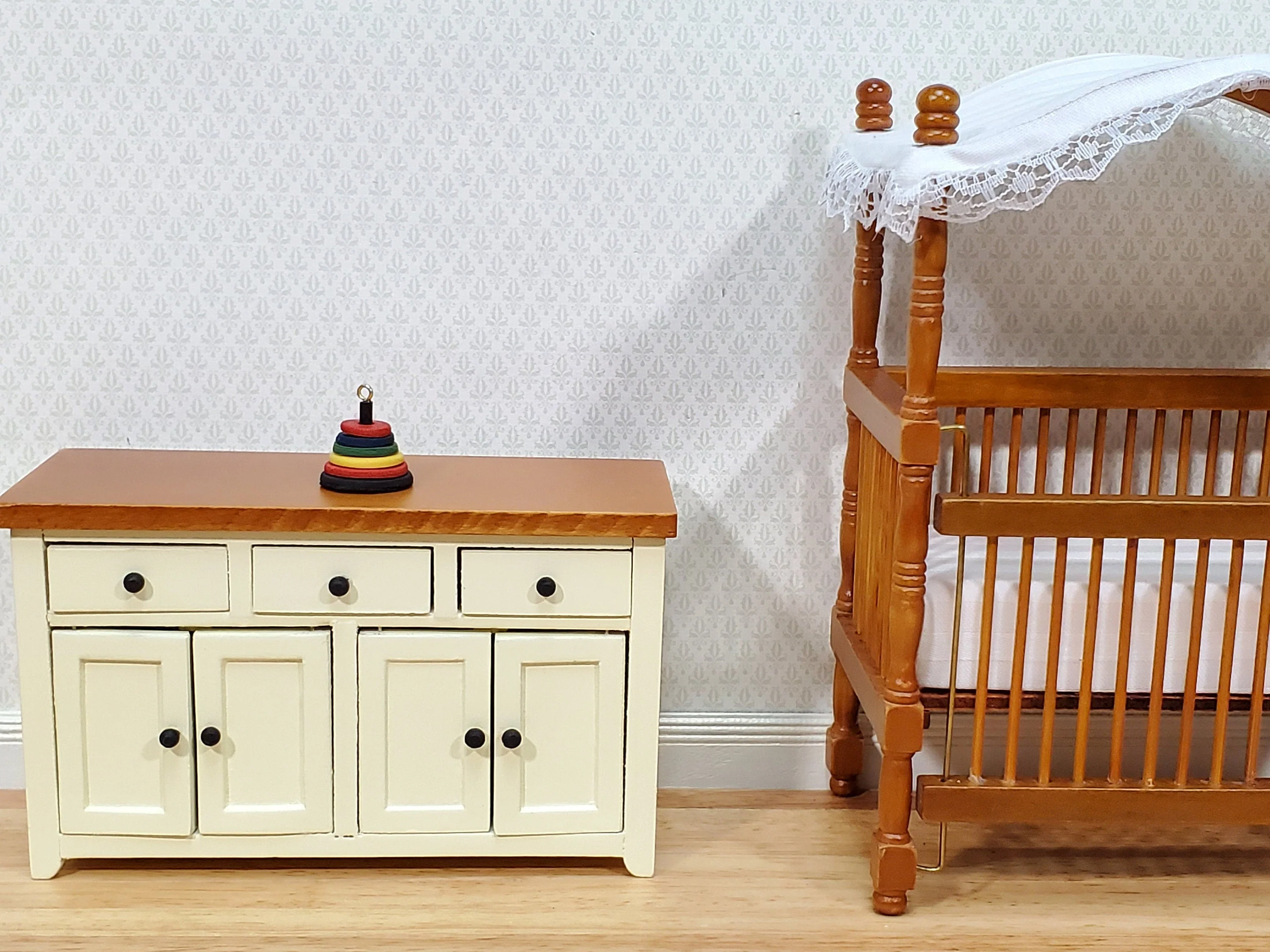 Dollhouse Stacking Ring Toy Wood 1:12 Scale Miniature Nursery - Image 2
