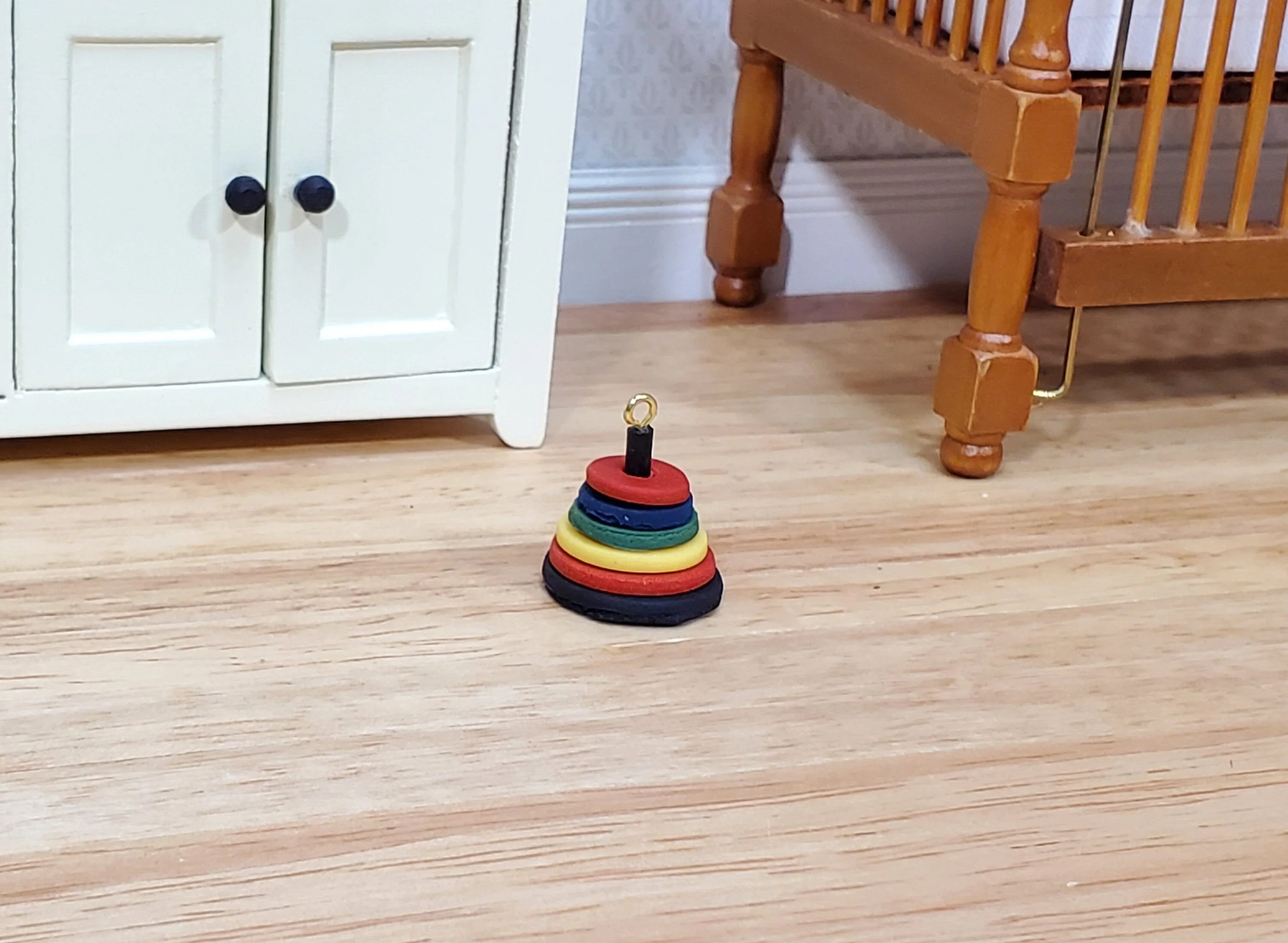Dollhouse Stacking Ring Toy Wood 1:12 Scale Miniature Nursery - Image 4