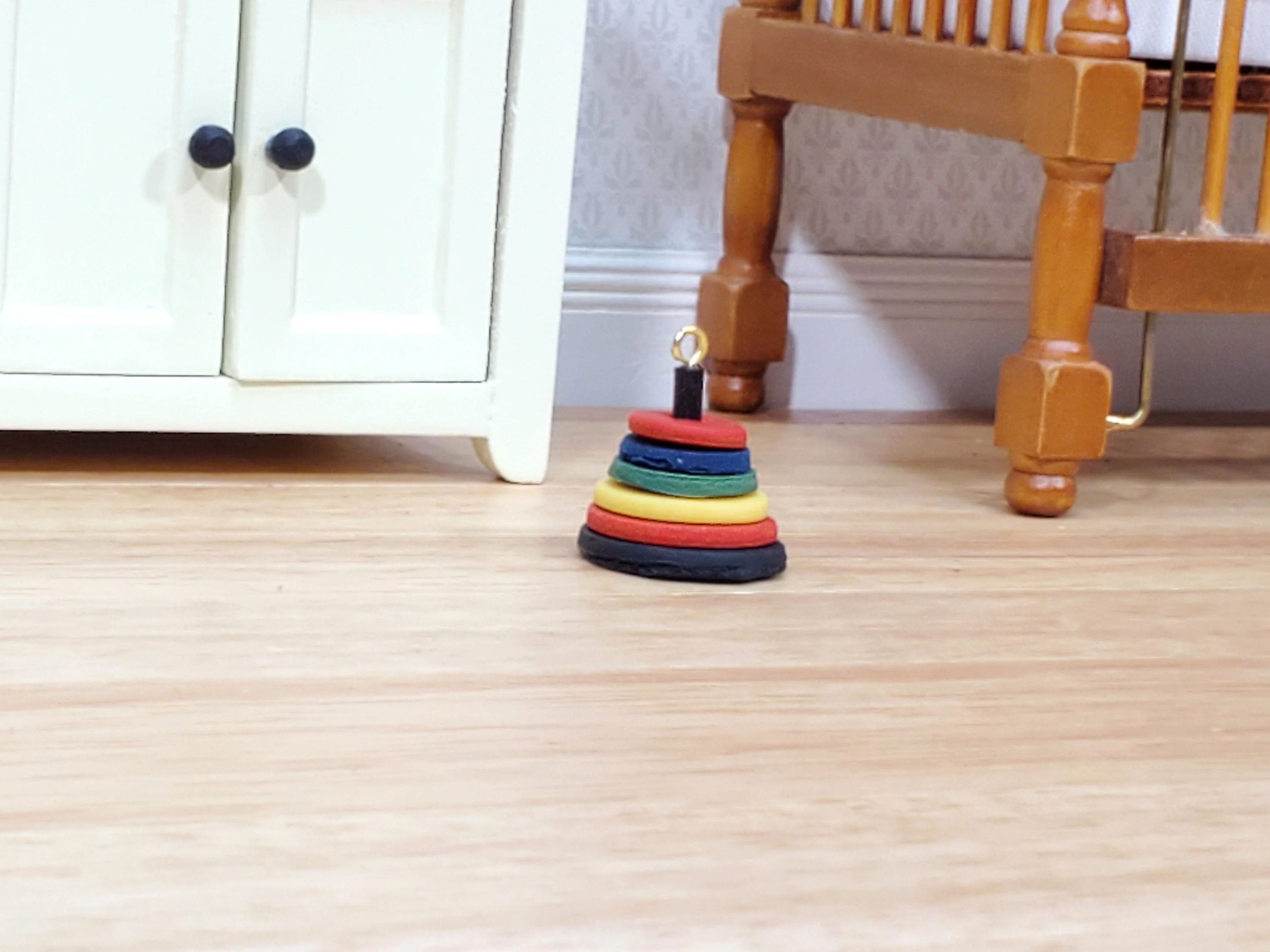 Dollhouse Stacking Ring Toy Wood 1:12 Scale Miniature Nursery - Image 5